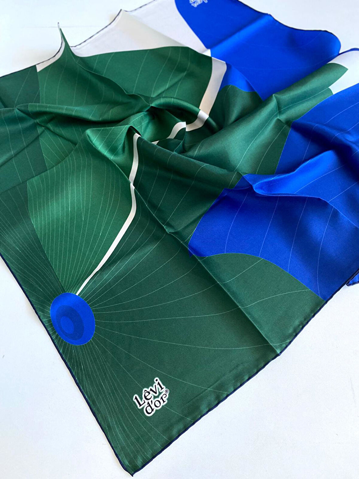 Levidor Tivil Saf İpek Eşarp 49458 Yeşil Karışık Desen