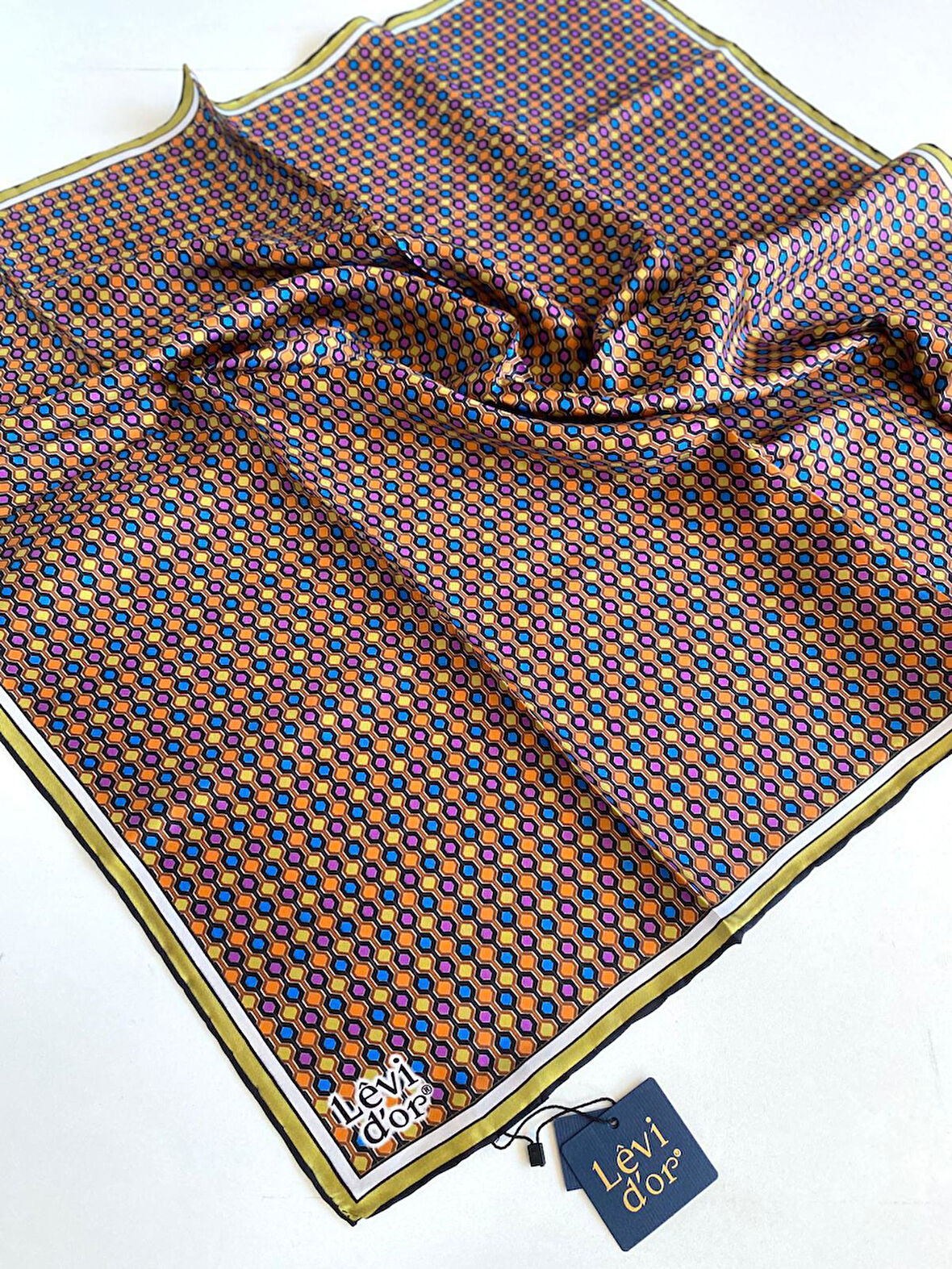 Levidor Tivil Saf İpek Eşarp 49474 Yeşil Karışık Desen