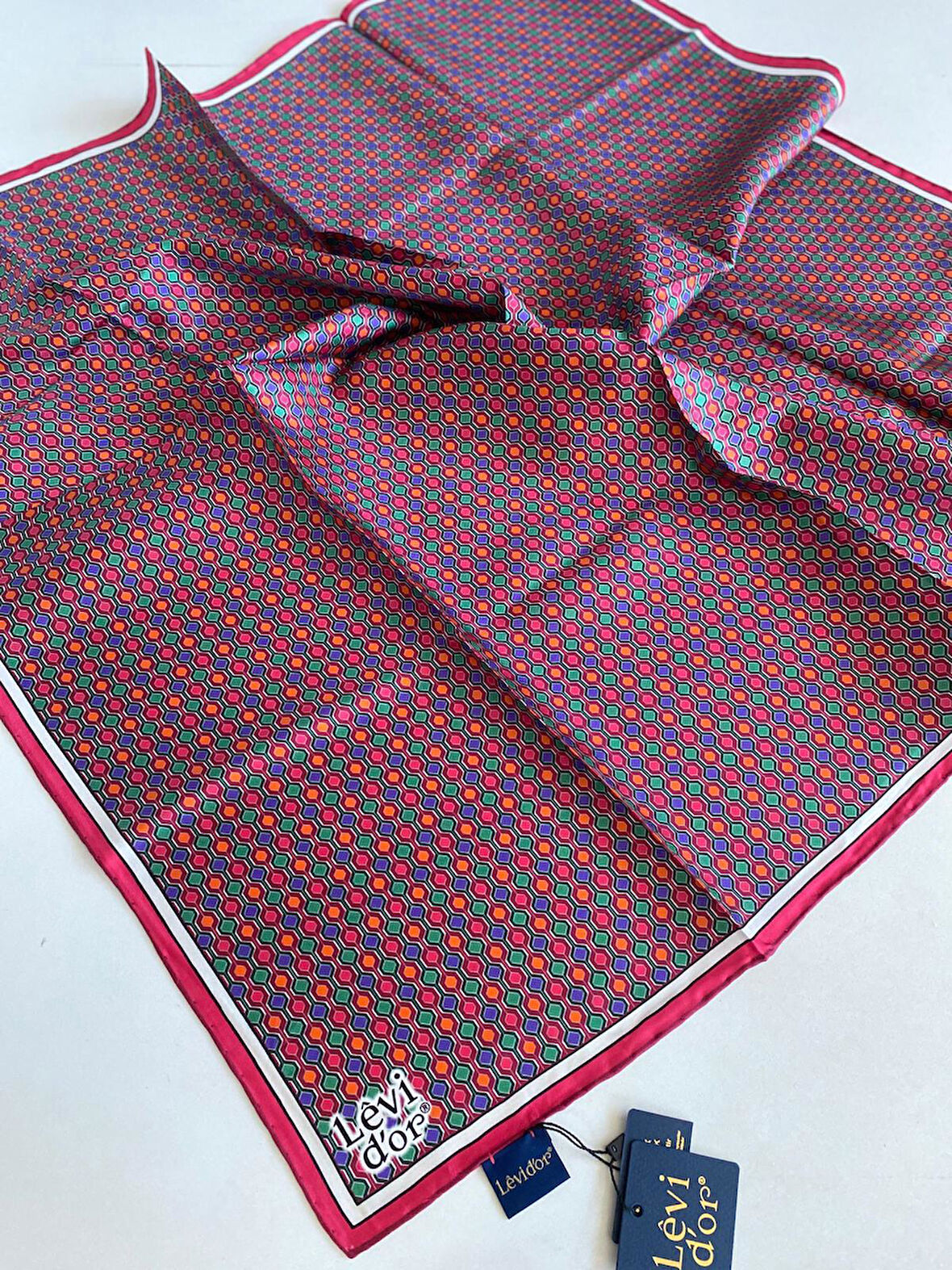 Levidor Tivil Saf İpek Eşarp 49472 Pembe Karışık Desen