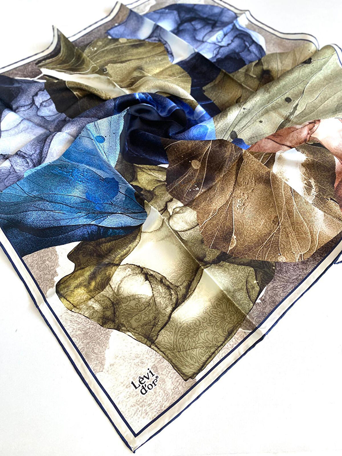 Levidor Tivil Saf İpek Eşarp 49421 Yeşil Karışık Desen