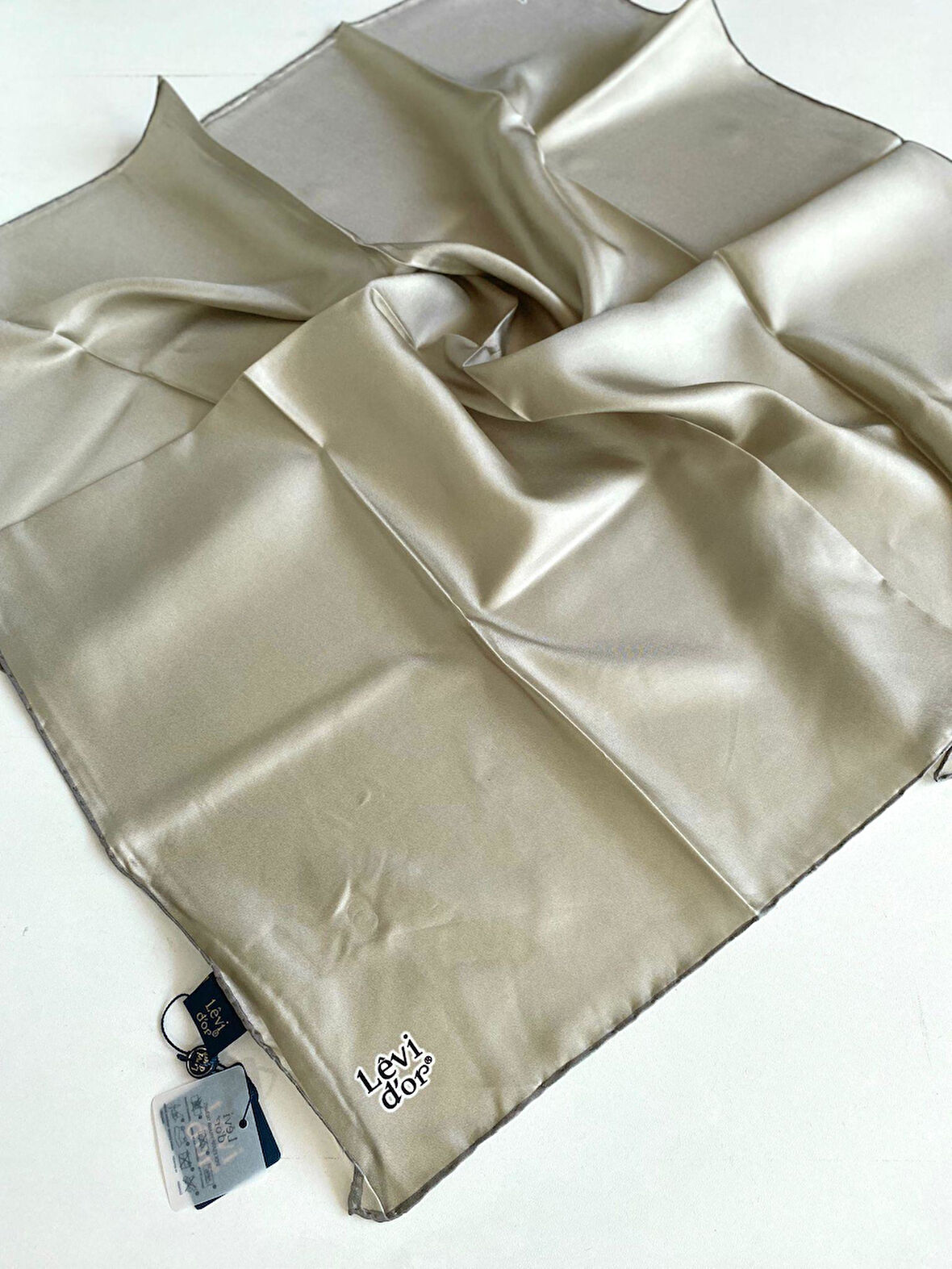 Levidor Tivil Saf İpek Eşarp 49486 Vizon Düz Renk 