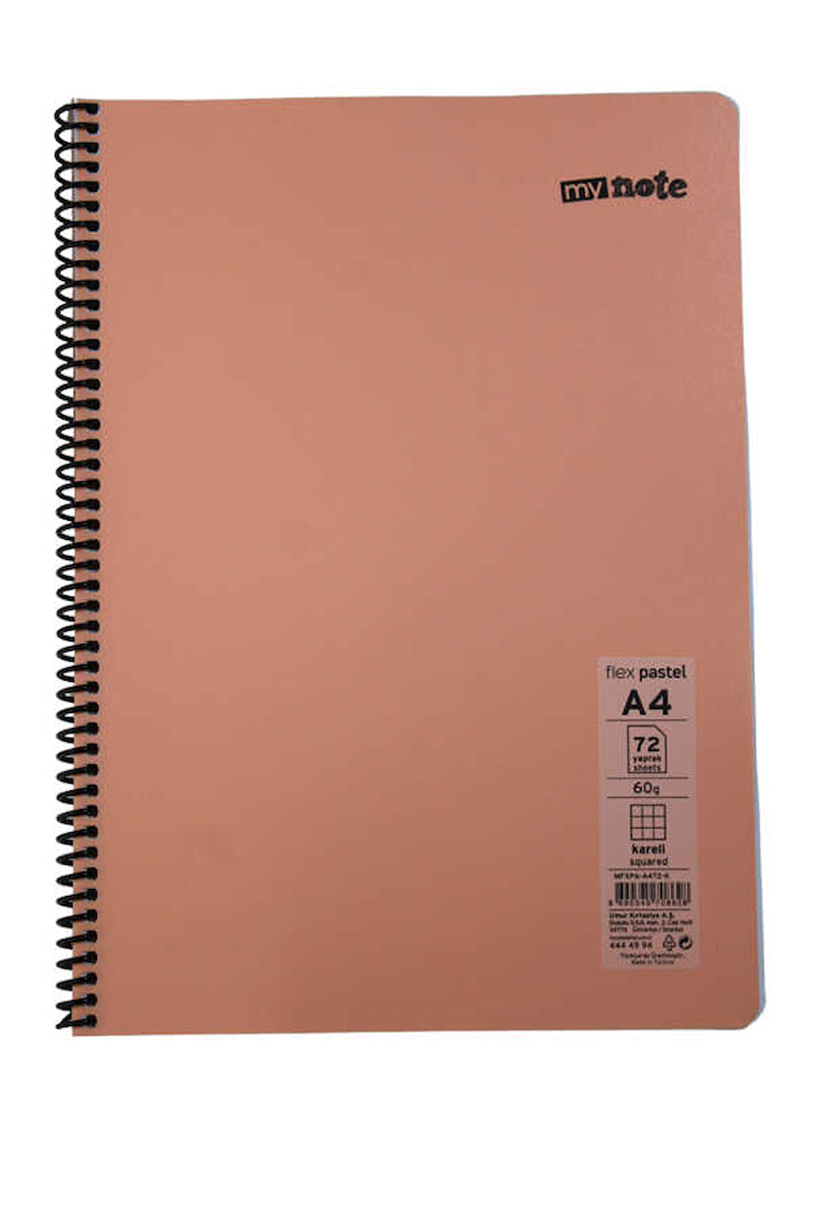 Mynote Flex A4 72 Yaprak Kareli Spiralli Plastik Kapak Defter Pastel