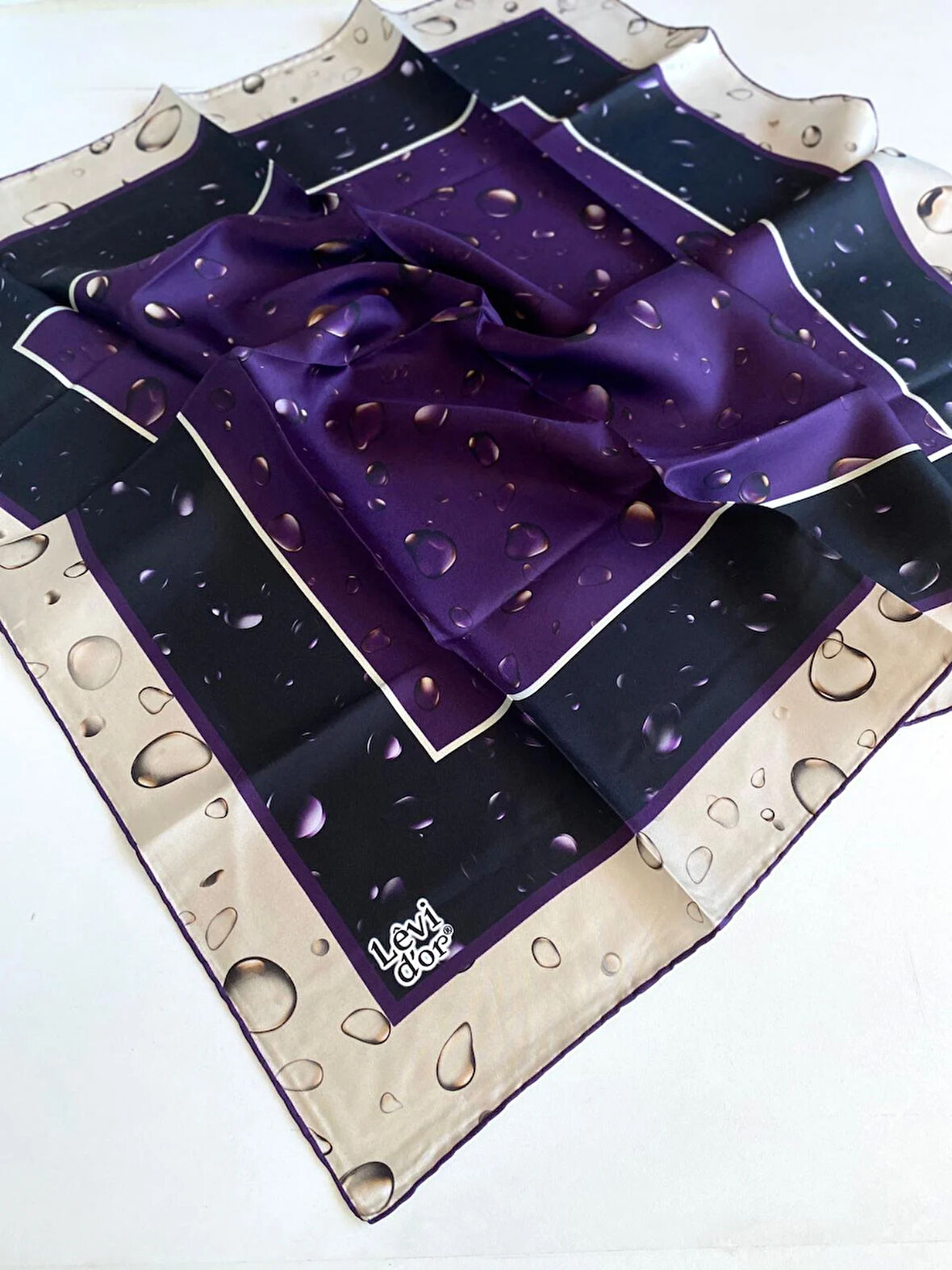 Levidor Tivil İpek Eşarp 48902 Mor Karışık Desen