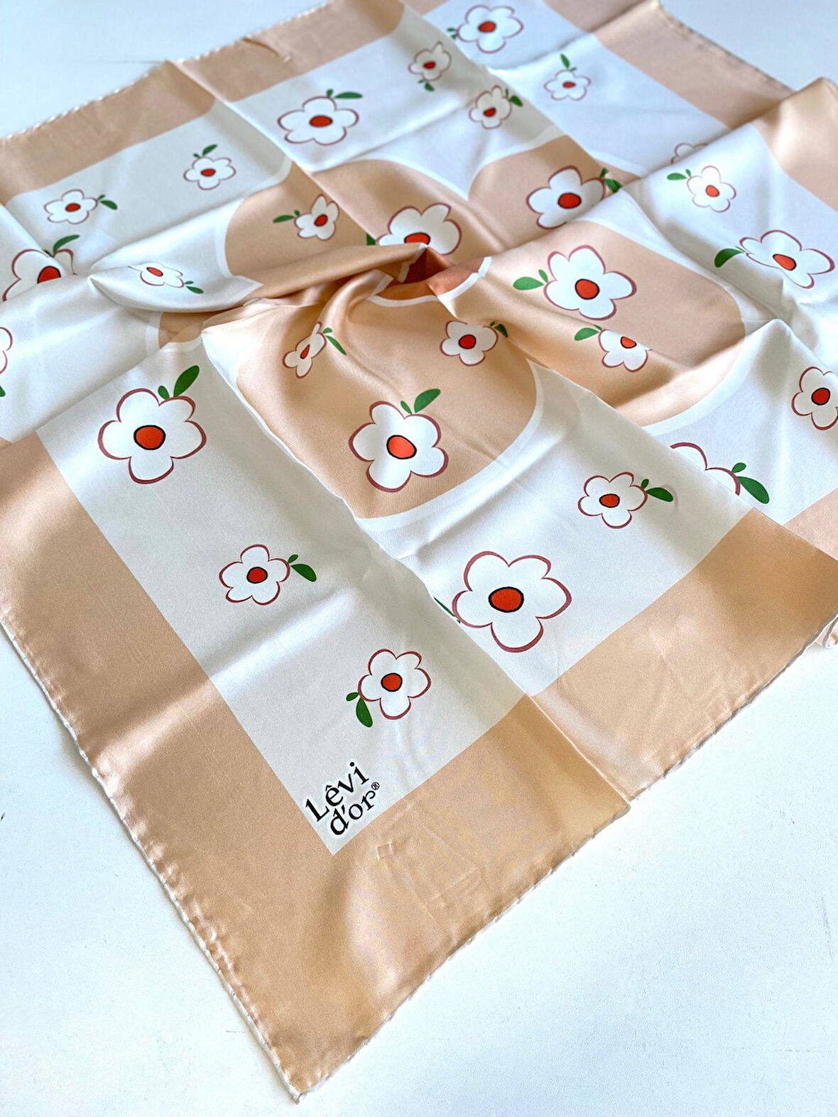 Levidor Tivil Saf İpek Eşarp 50240 Somon Karışık Desen