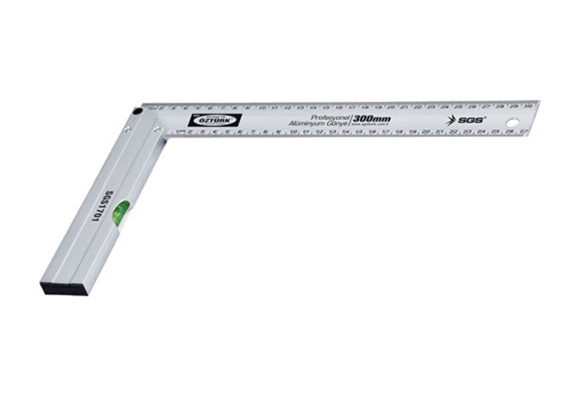 SGS  Profesyonel Alüminyum Gönye Su Terazili 250 Mm / 25 Cm