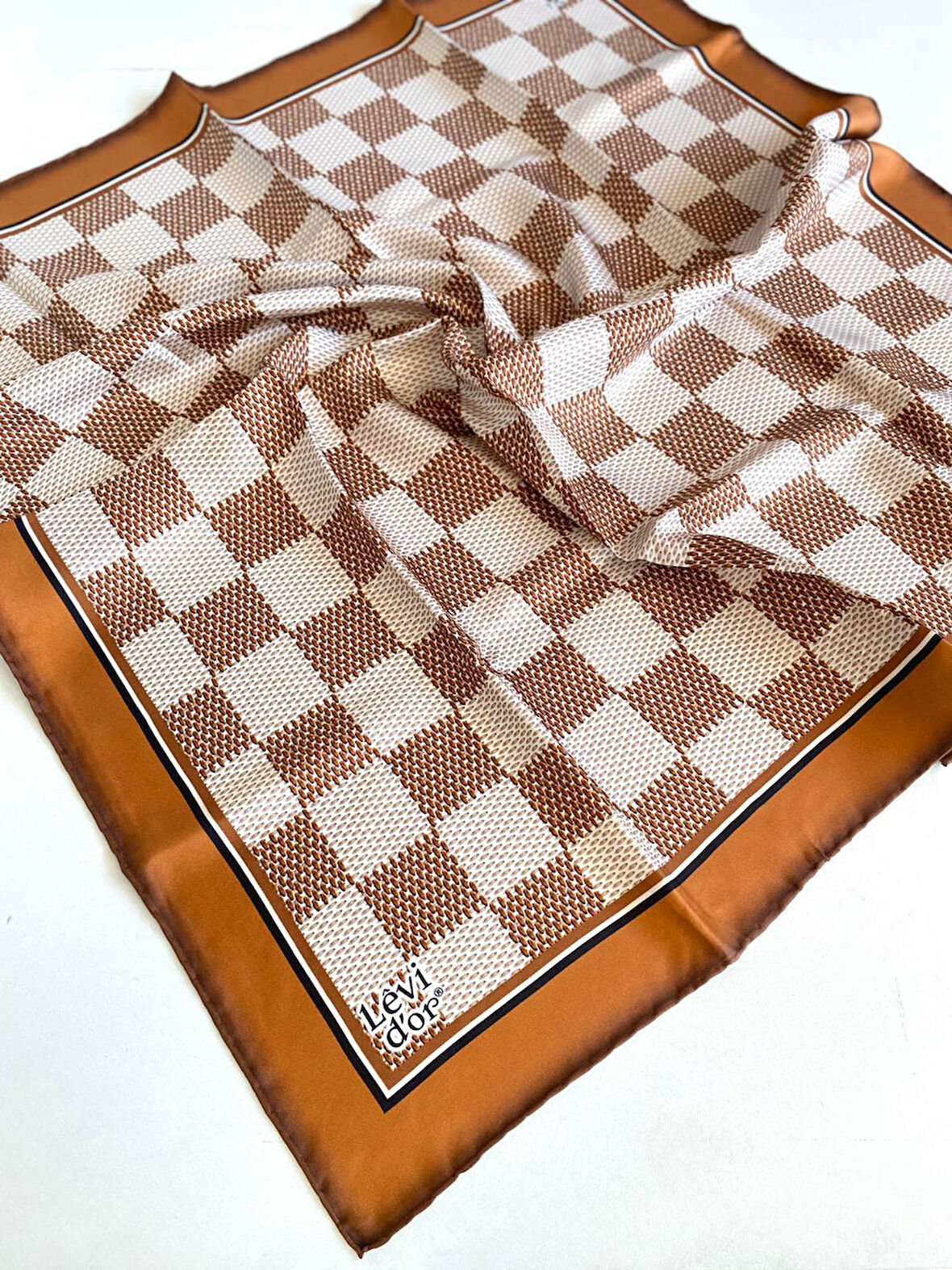 Levidor Tivil İpek Eşarp 48925 Taba Karışık Desen