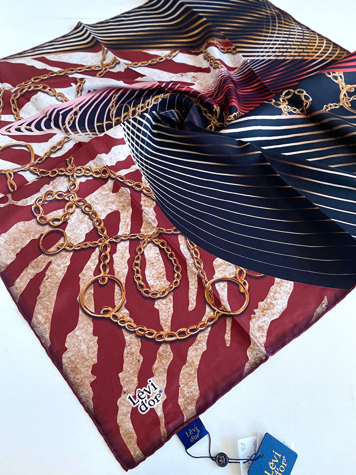 Levidor Tivil İpek Eşarp 47095 Kırmızı Karışık Desen