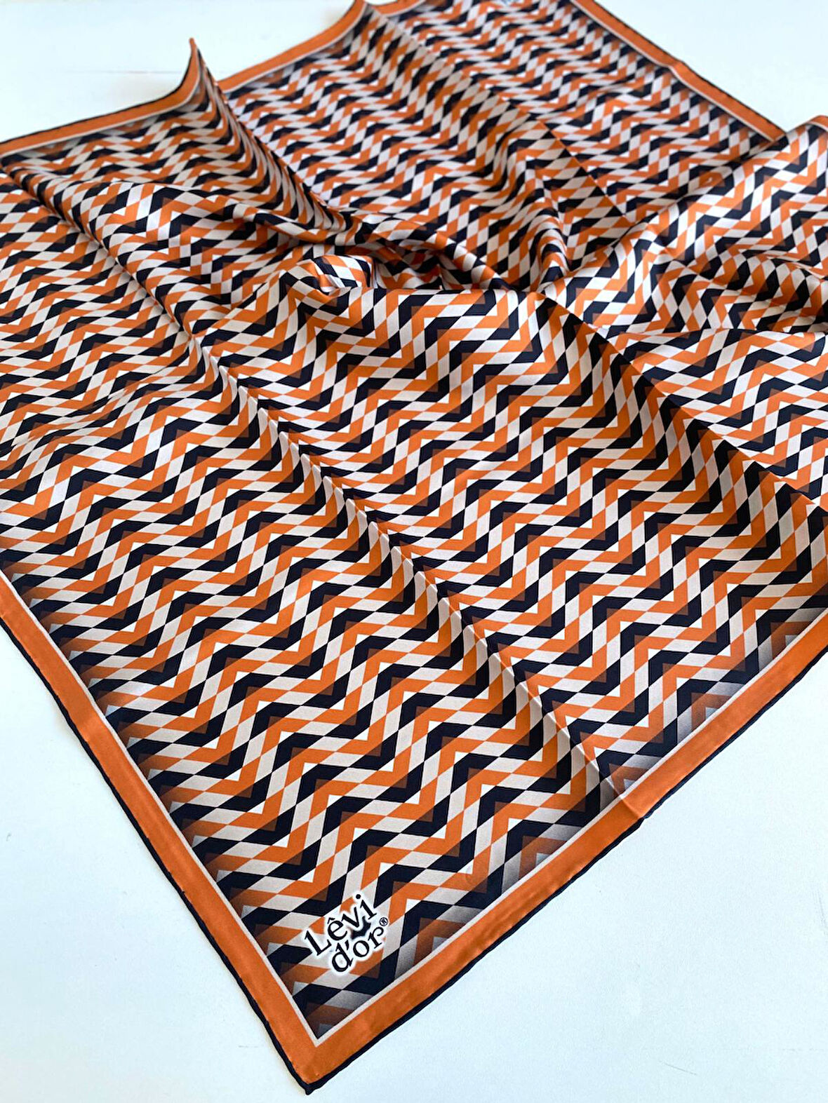 Levidor Tivil İpek Eşarp 47091 Turuncu Karışık Desen