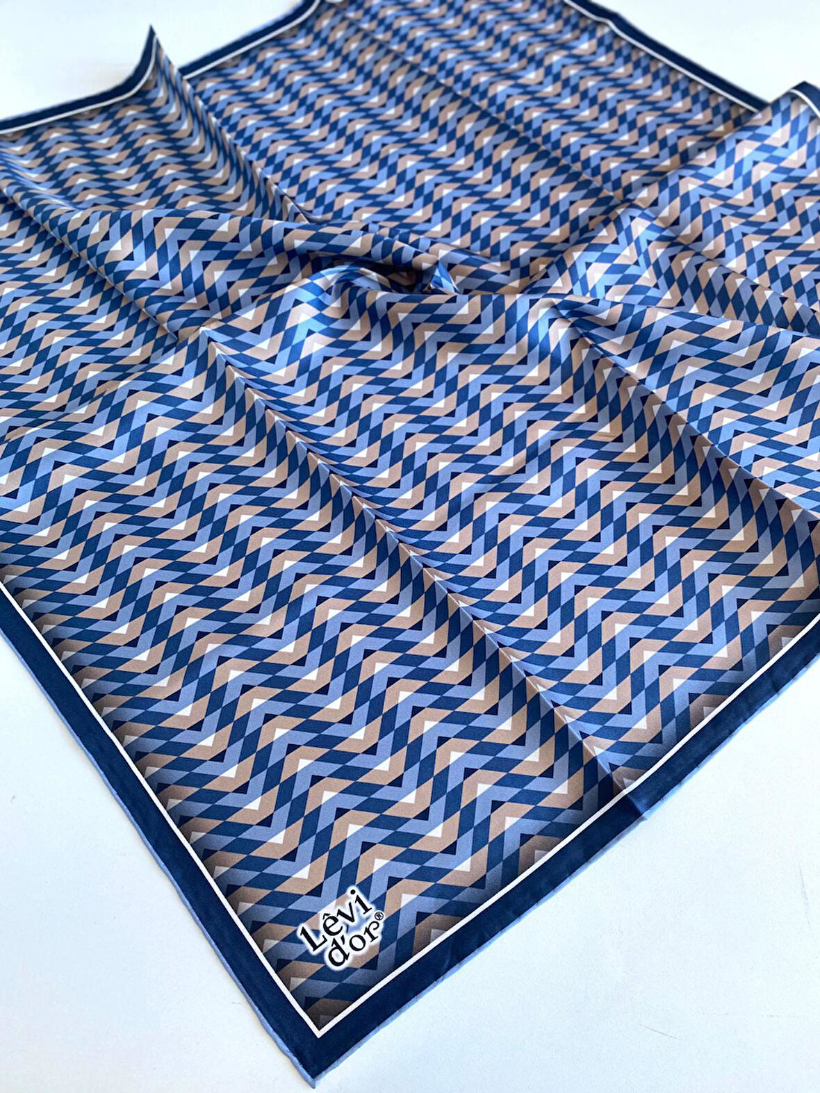 Levidor Tivil İpek Eşarp 47087 Lacivert Karışık Desen