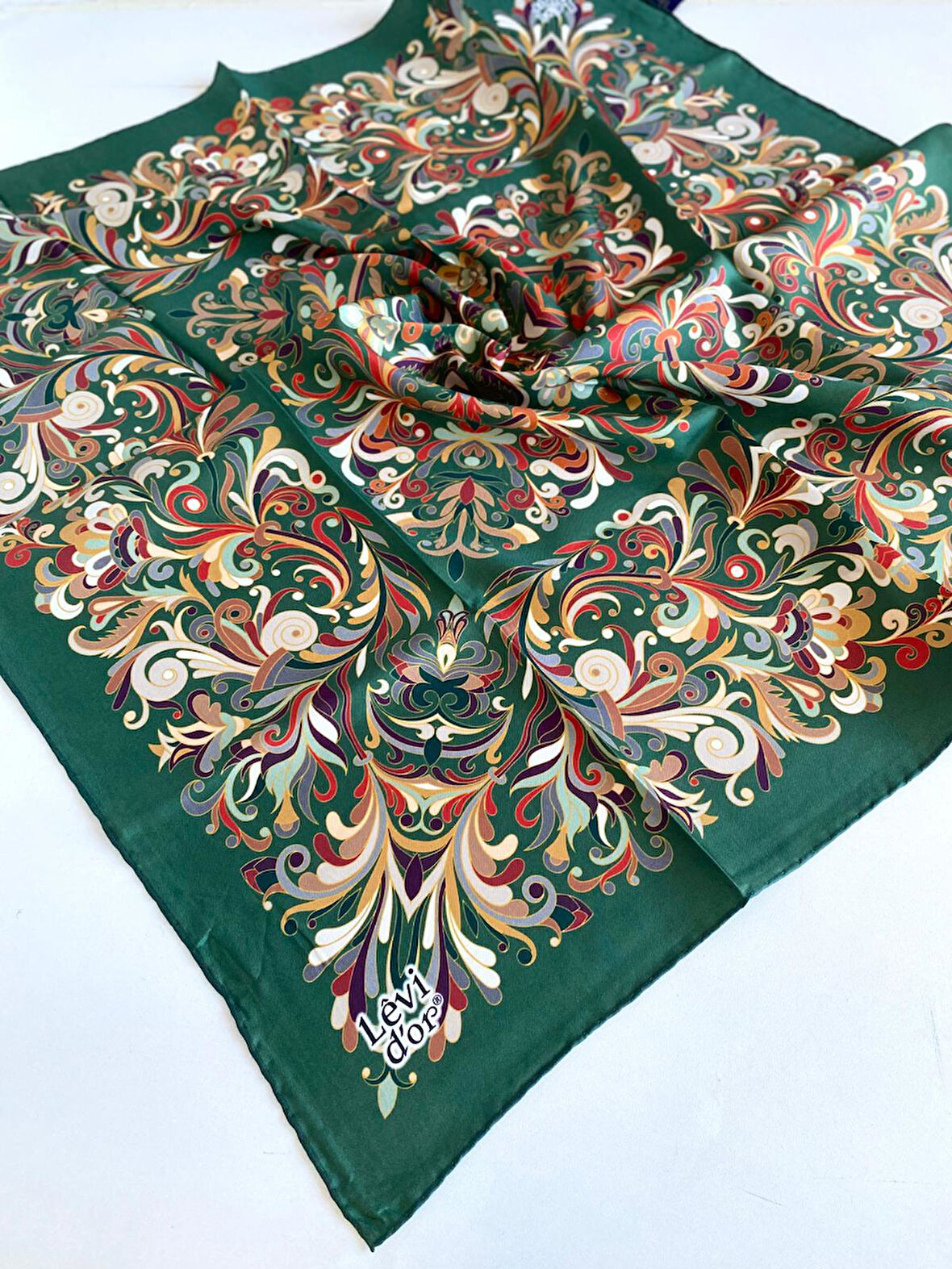 Levidor Tivil İpek Eşarp 47070 Yeşil Karışık Desen