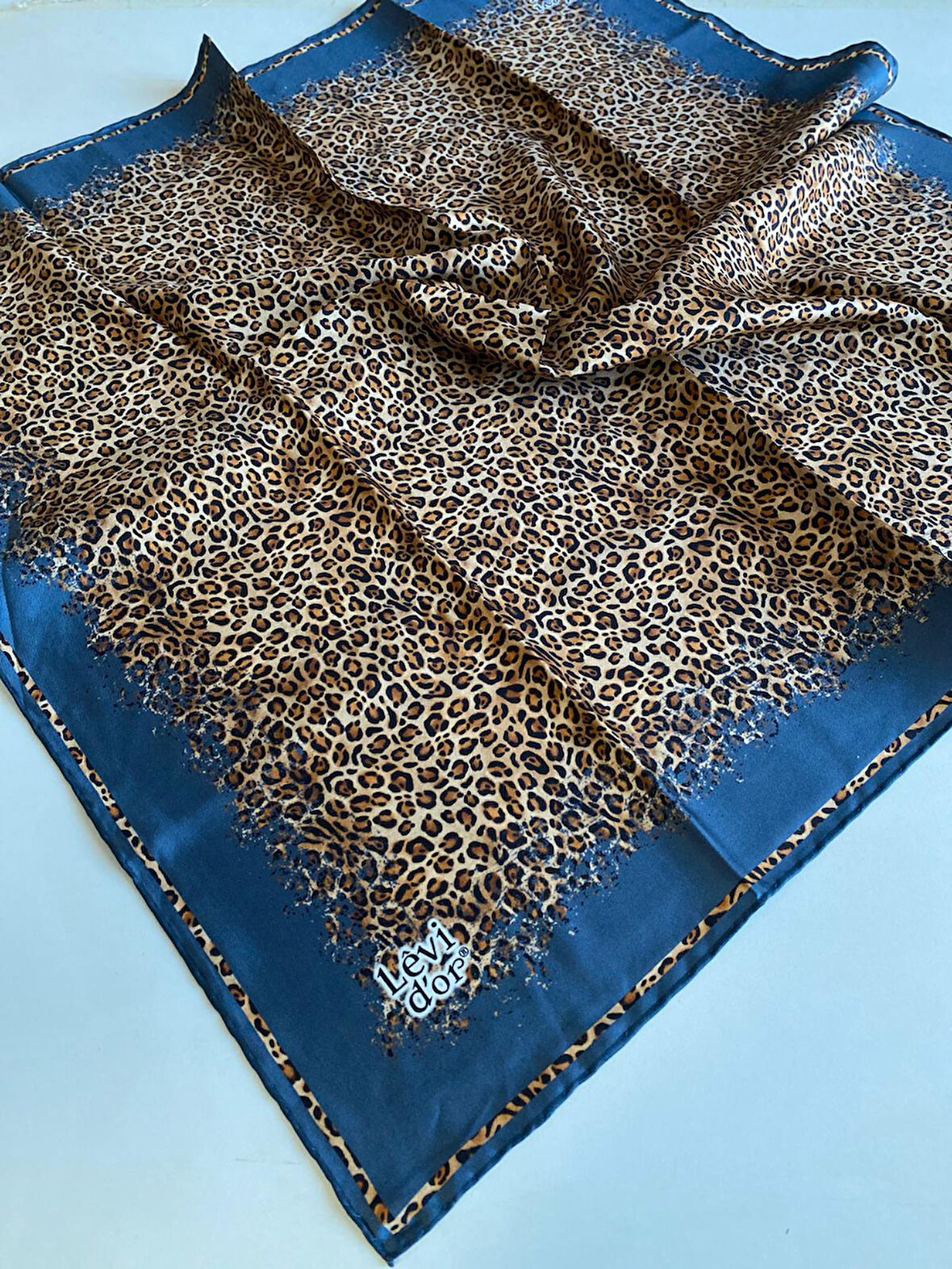 Levidor Tivil İpek Eşarp 40022 Mavi Karışık Desen