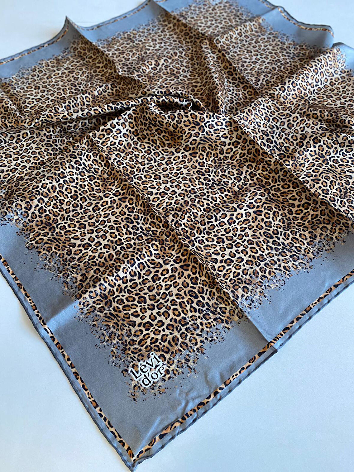 Levidor Tivil İpek Eşarp 40024 Gri Karışık Desen