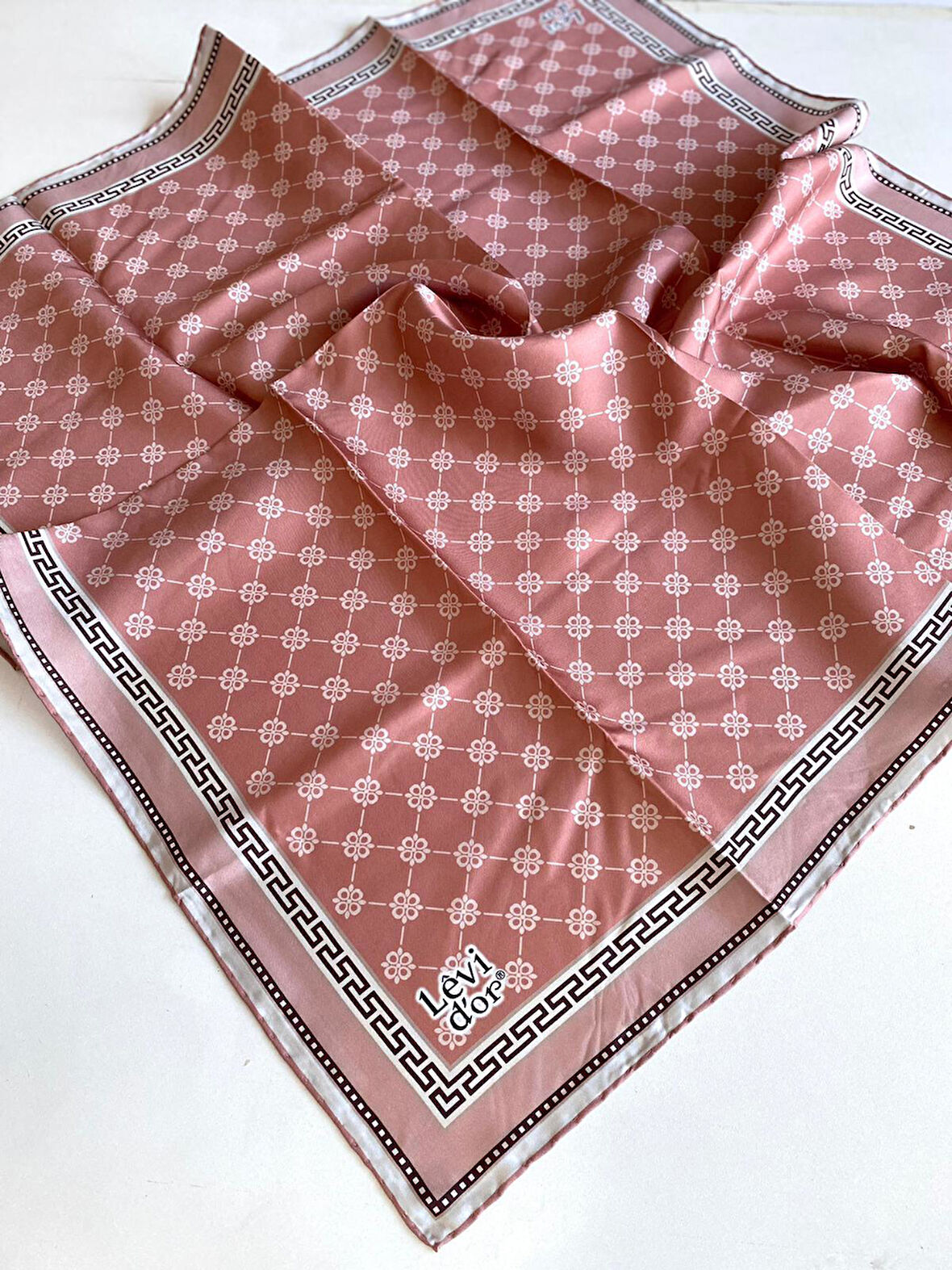 Levidor Tivil İpek Eşarp 4159 - 6 Pembe Karışık Desen