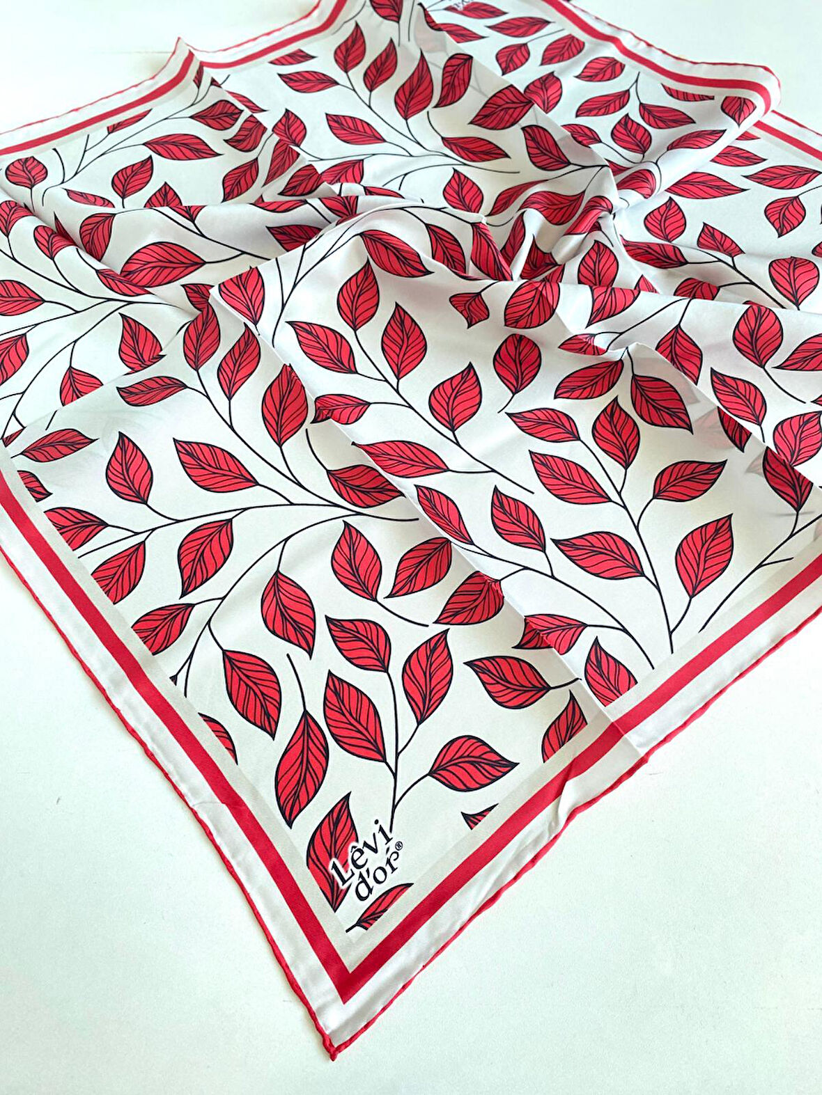 Levidor Tivil Saf İpek Eşarp 49208 Pembe - Beyaz Karışık Desen