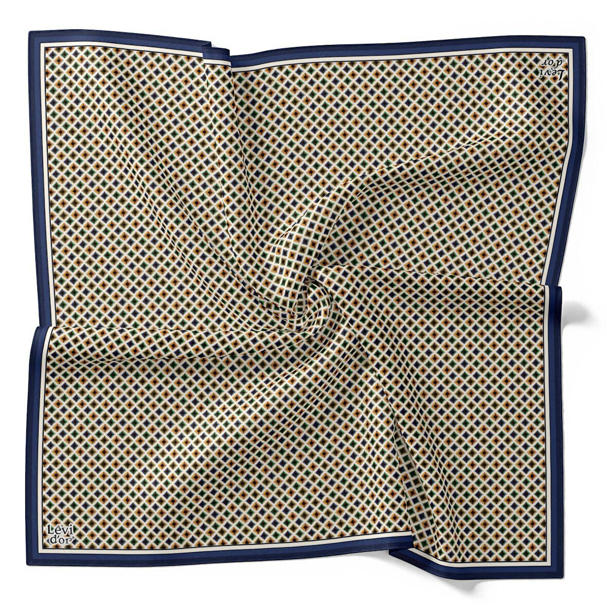 Levidor Tivil İpek Eşarp 4100 - 10 Lacivert Karışık Desen