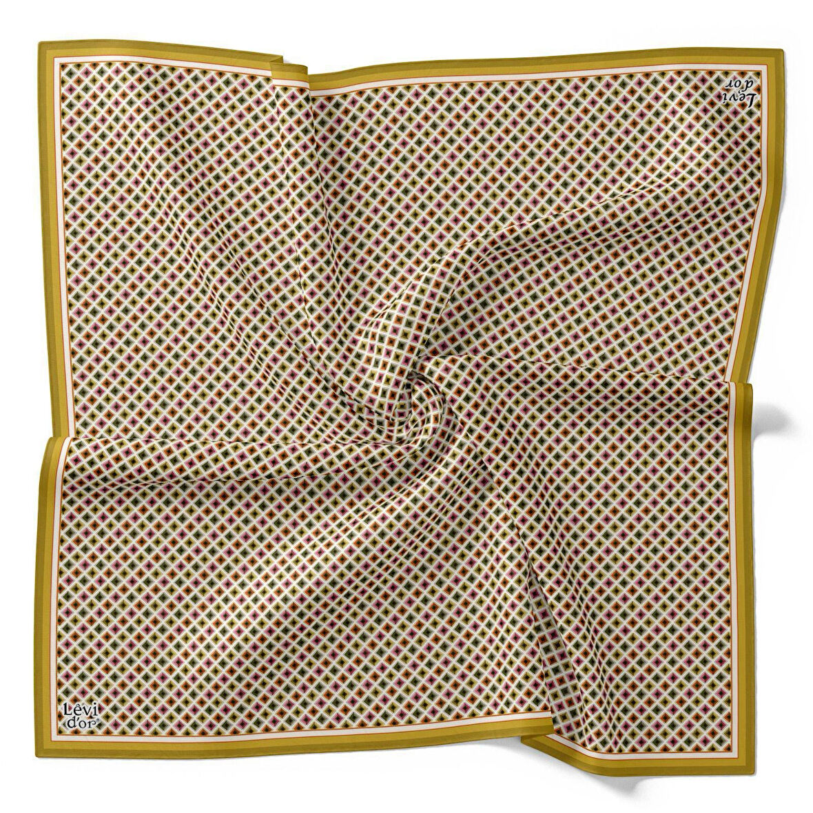 Levidor Tivil İpek Eşarp 4100 - 4 Sarı Karışık Desen