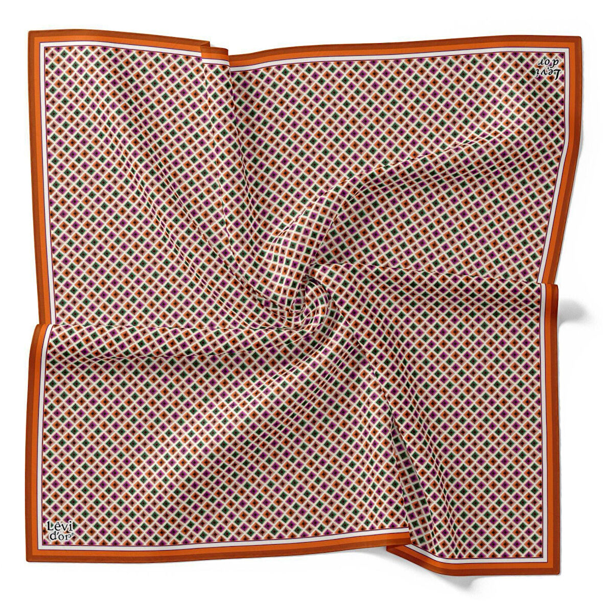 Levidor Tivil İpek Eşarp 4100 - 8 Turuncu Karışık Desen