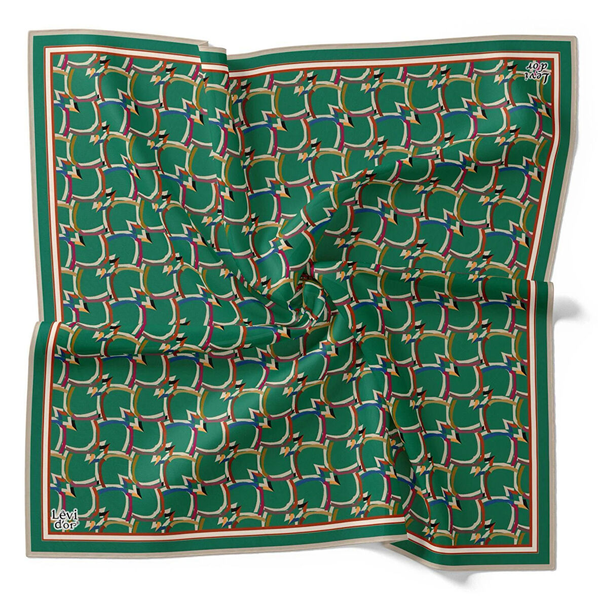 Levidor Tivil İpek Eşarp 4089 - 2 Yeşil Karışık Desen