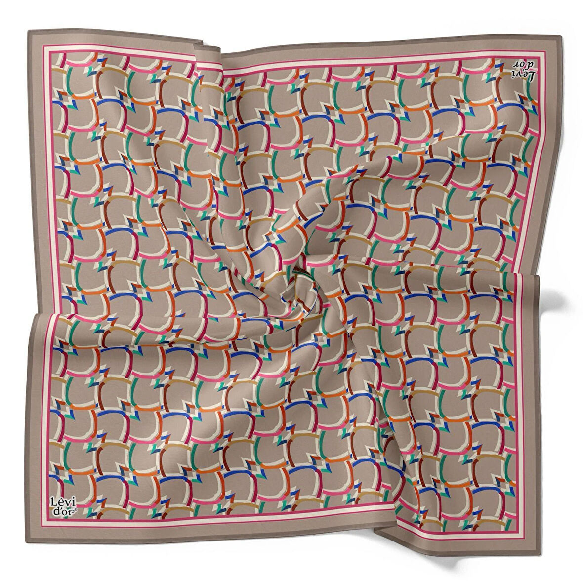 Levidor Tivil İpek Eşarp 4089 - 3 Pudra Karışık Desen