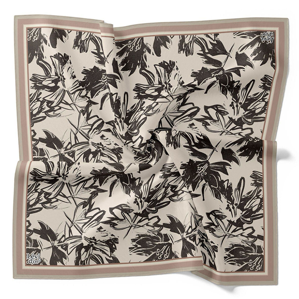 Levidor Tivil İpek Eşarp 4091 - 12 Pembe Karışık Desen