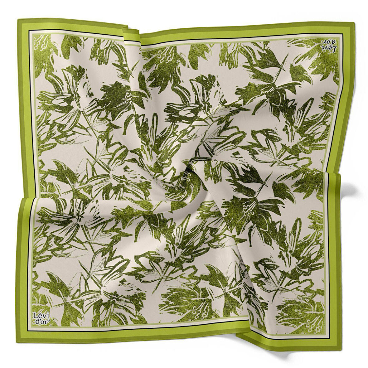 Levidor Tivil İpek Eşarp 4091 - 13 Yeşil Karışık Desen