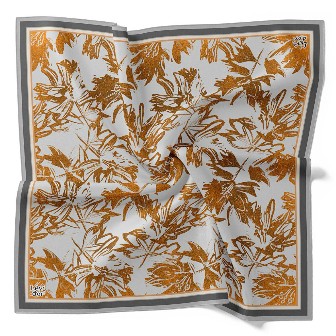 Levidor Tivil İpek Eşarp 4091 - 14 Turuncu Karışık Desen