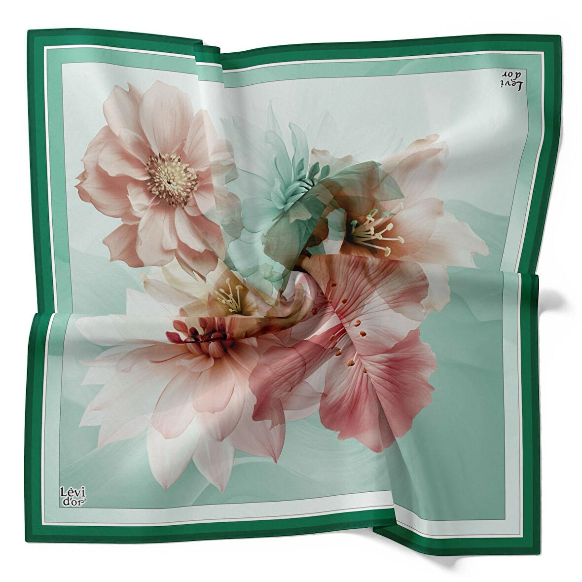 Levidor Tivil İpek Eşarp 4093 - 4 Yeşil Karışık Desen