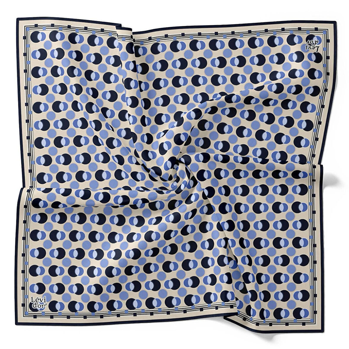 Levidor Tivil İpek Eşarp 4094 - 15 Mavi Karışık Desen