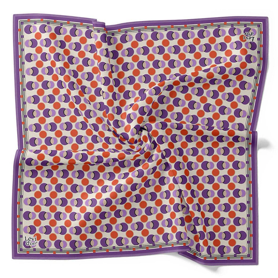 Levidor Tivil İpek Eşarp 4094 - 17 Mor Karışık Desen