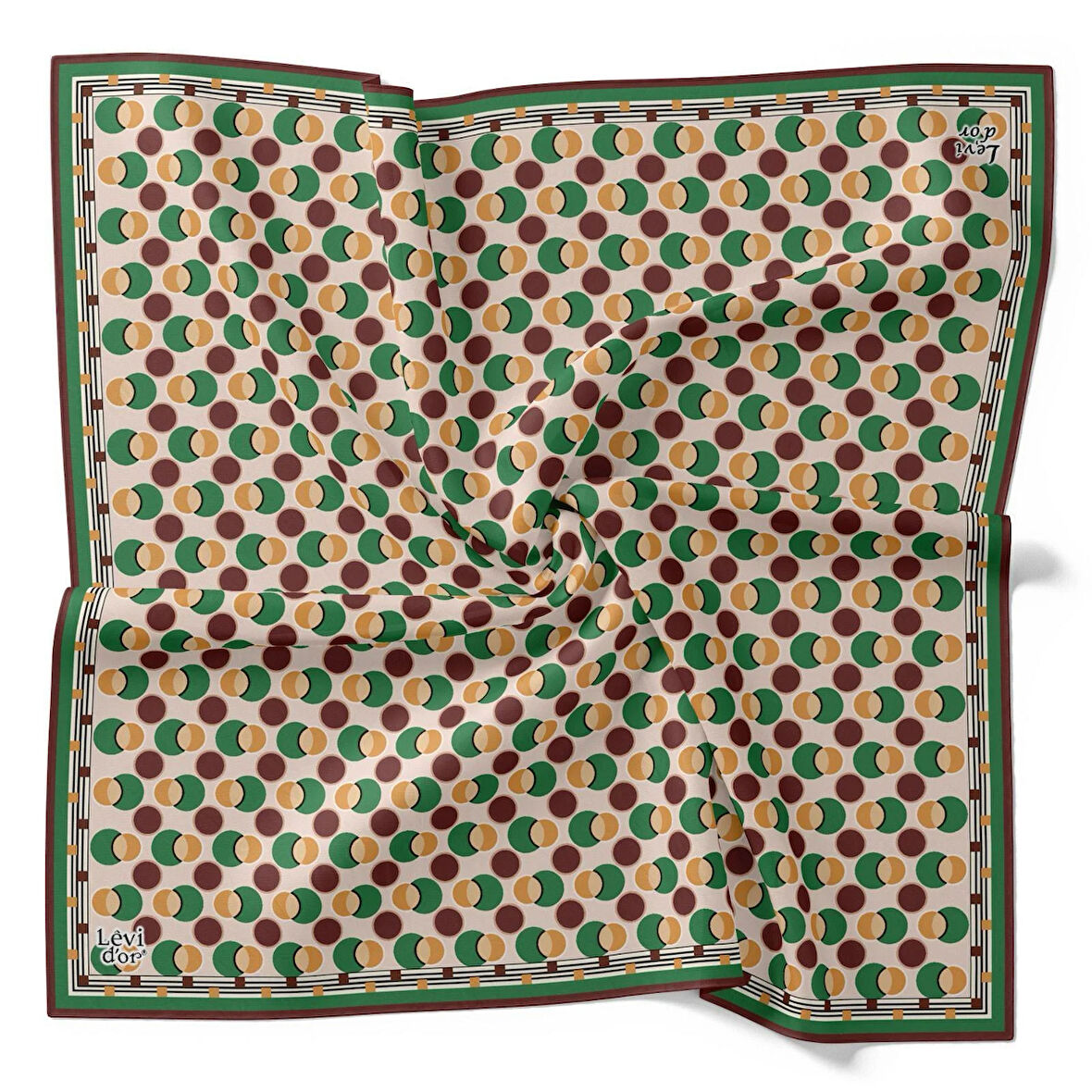 Levidor Tivil İpek Eşarp 4094 - 12 Yeşil Karışık Desen