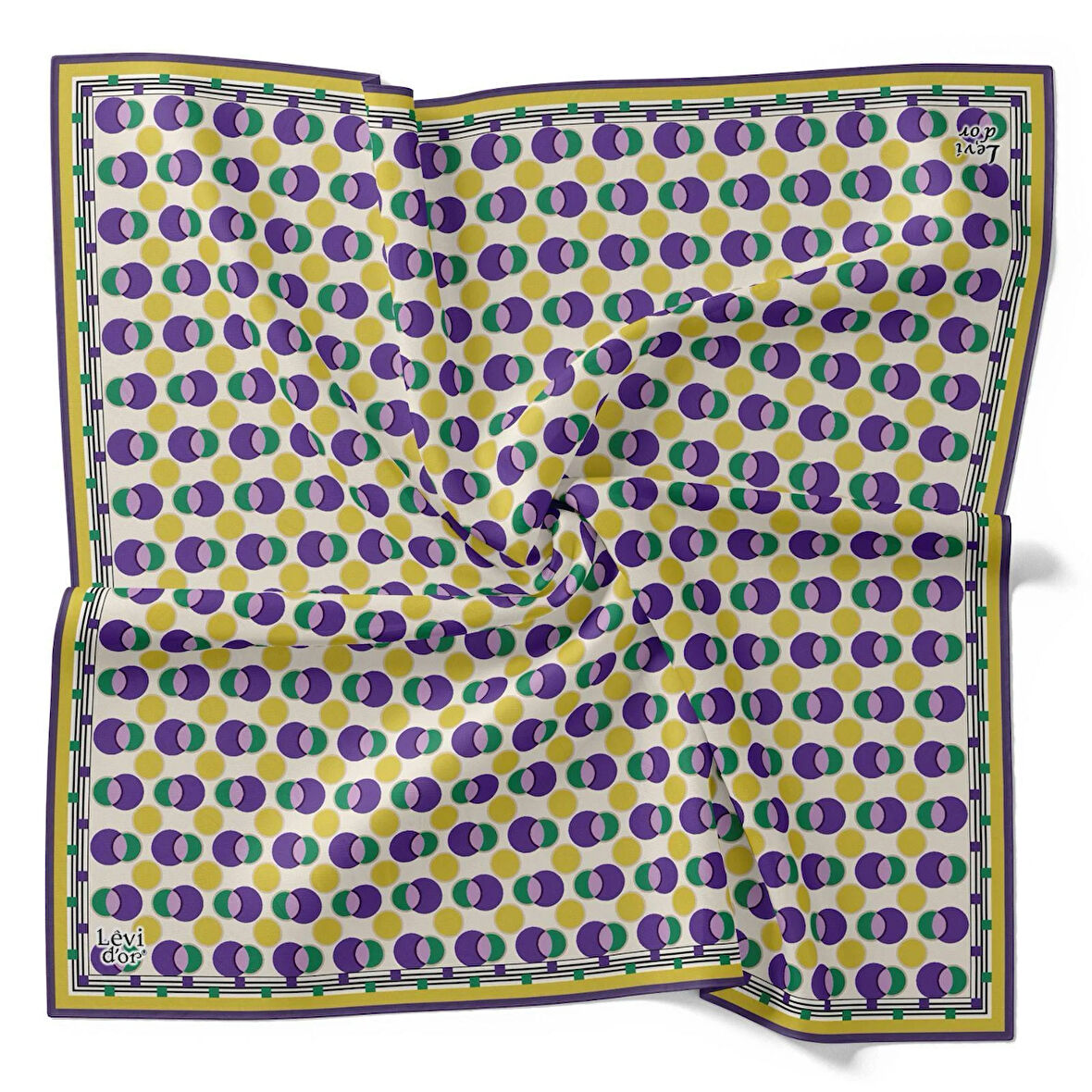 Levidor Tivil İpek Eşarp 4094 - 18 Sarı Karışık Desen