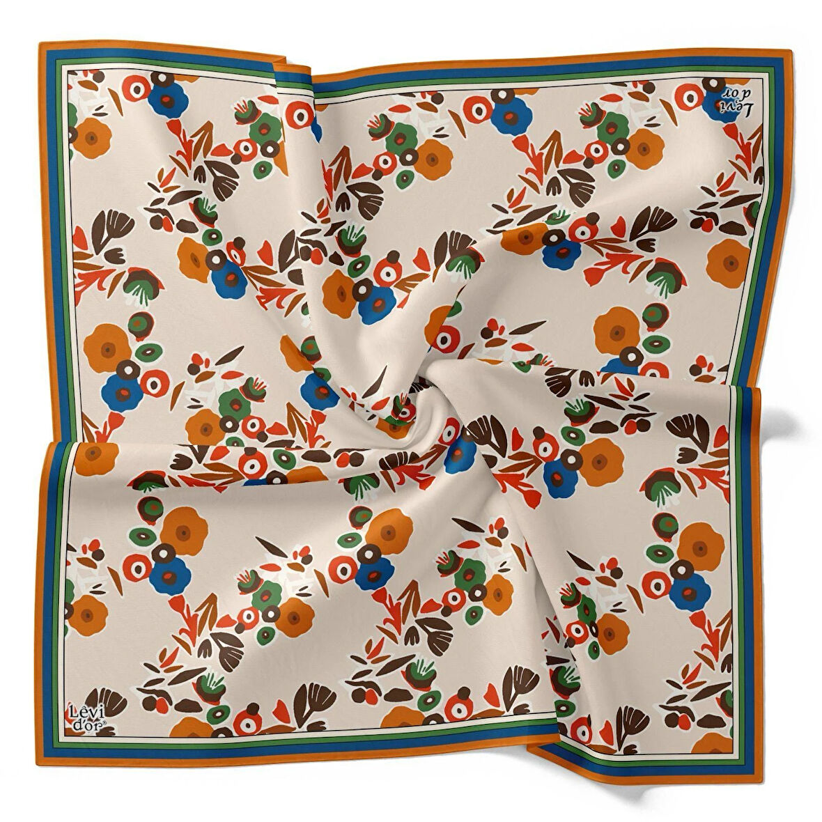 Levidor Tivil İpek Eşarp 4097 - 5 Krem Karışık Desen