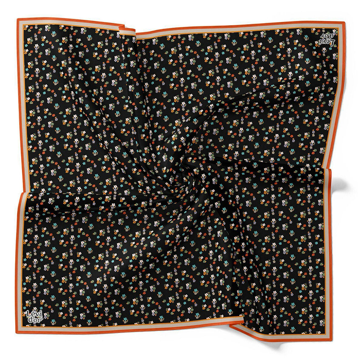 Levidor Tivil İpek Eşarp 4110 - 8 Siyah Karışık Desen