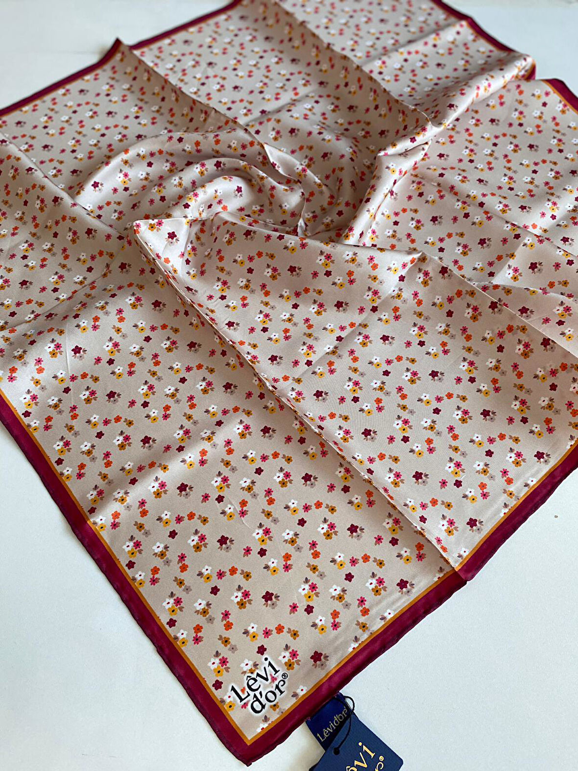 Levidor Tivil İpek Eşarp 4110 - 1 Pembe Karışık Desen