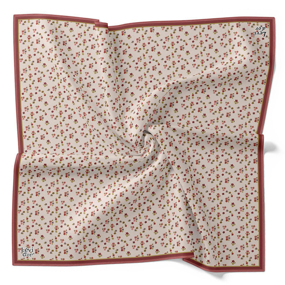 Levidor Tivil İpek Eşarp 4110 - 10 Kırmızı Karışık Desen