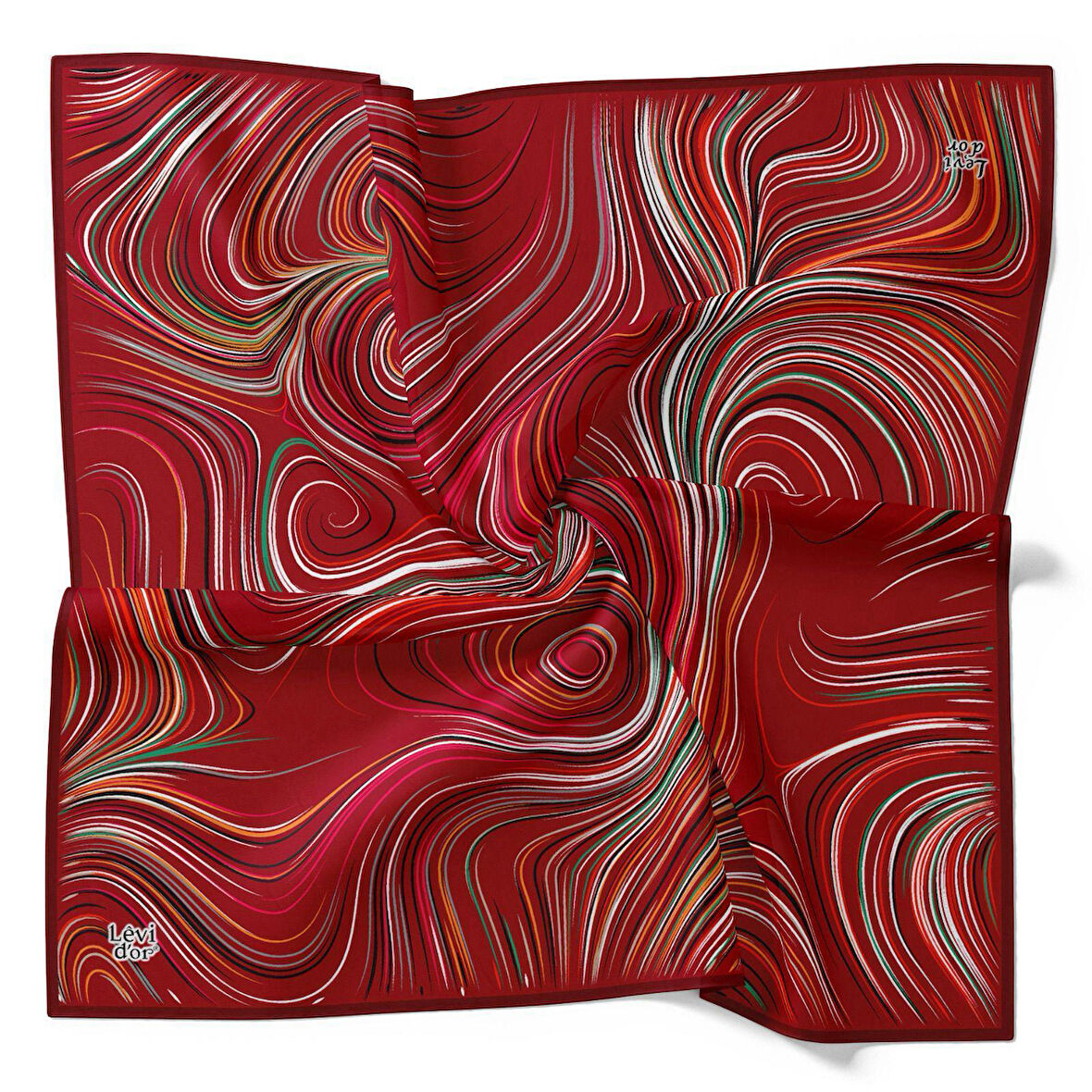 Levidor Tivil İpek Eşarp 4111 - 6 Kırmızı Karışık Desen