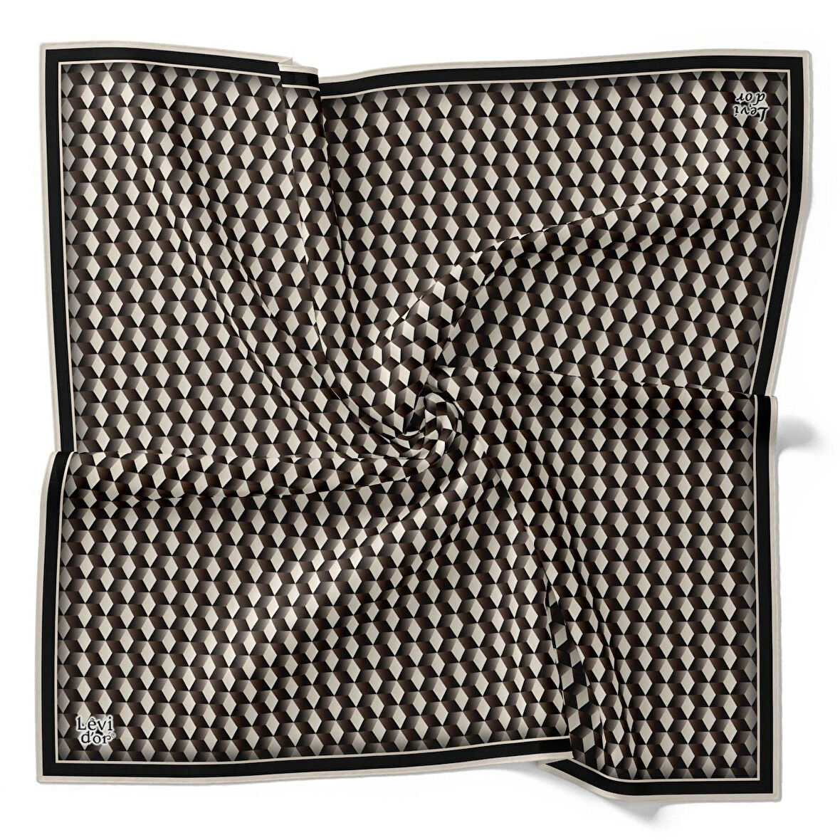 Levidor Tivil İpek Eşarp 4116 - 2 Siyah Karışık Desen