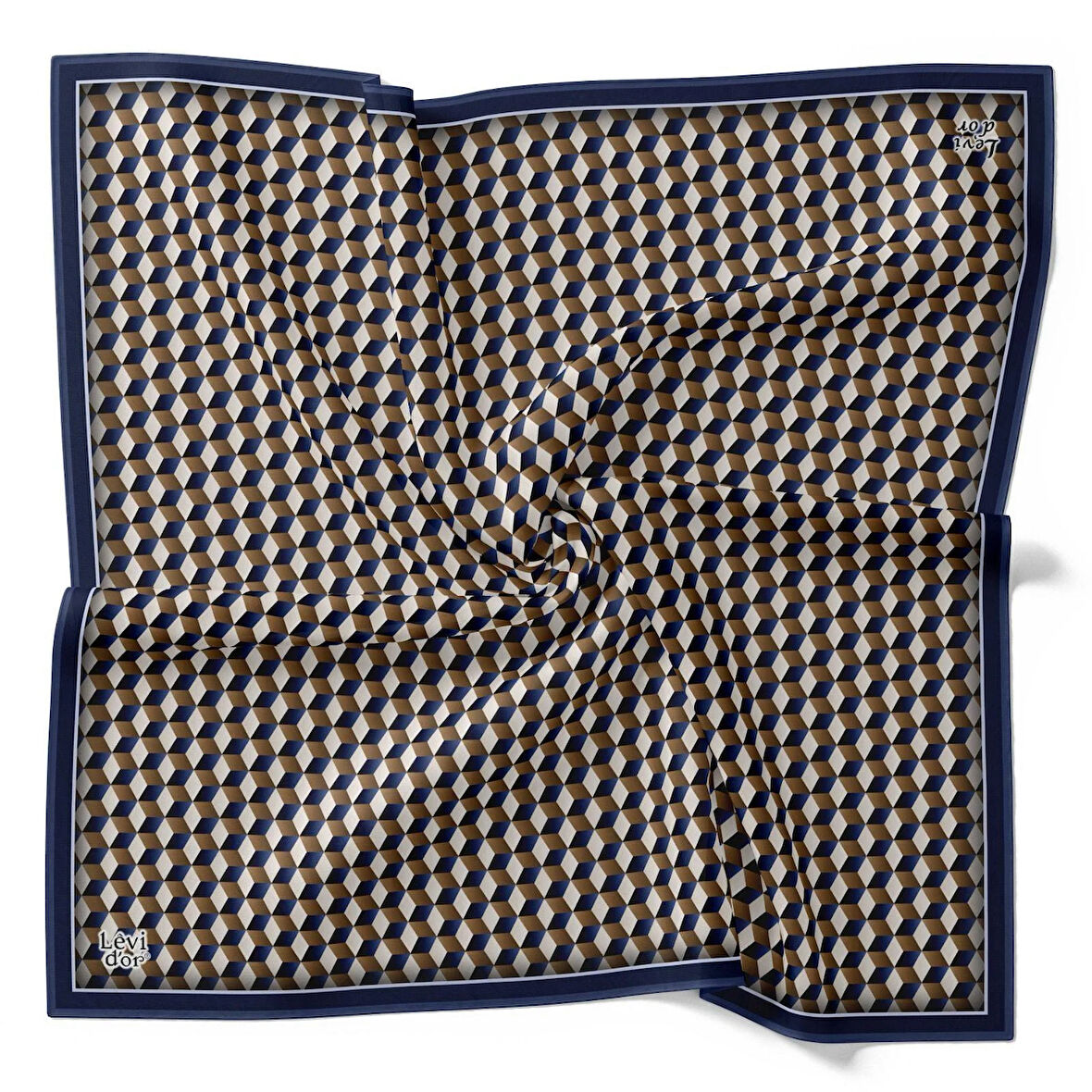 Levidor Tivil İpek Eşarp 4116 - 1 Lacivert Karışık Desen