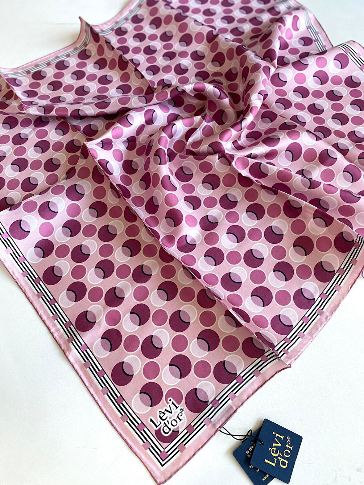 Levidor Tivil İpek Eşarp 4094 - 8 Pembe Karışık Desen