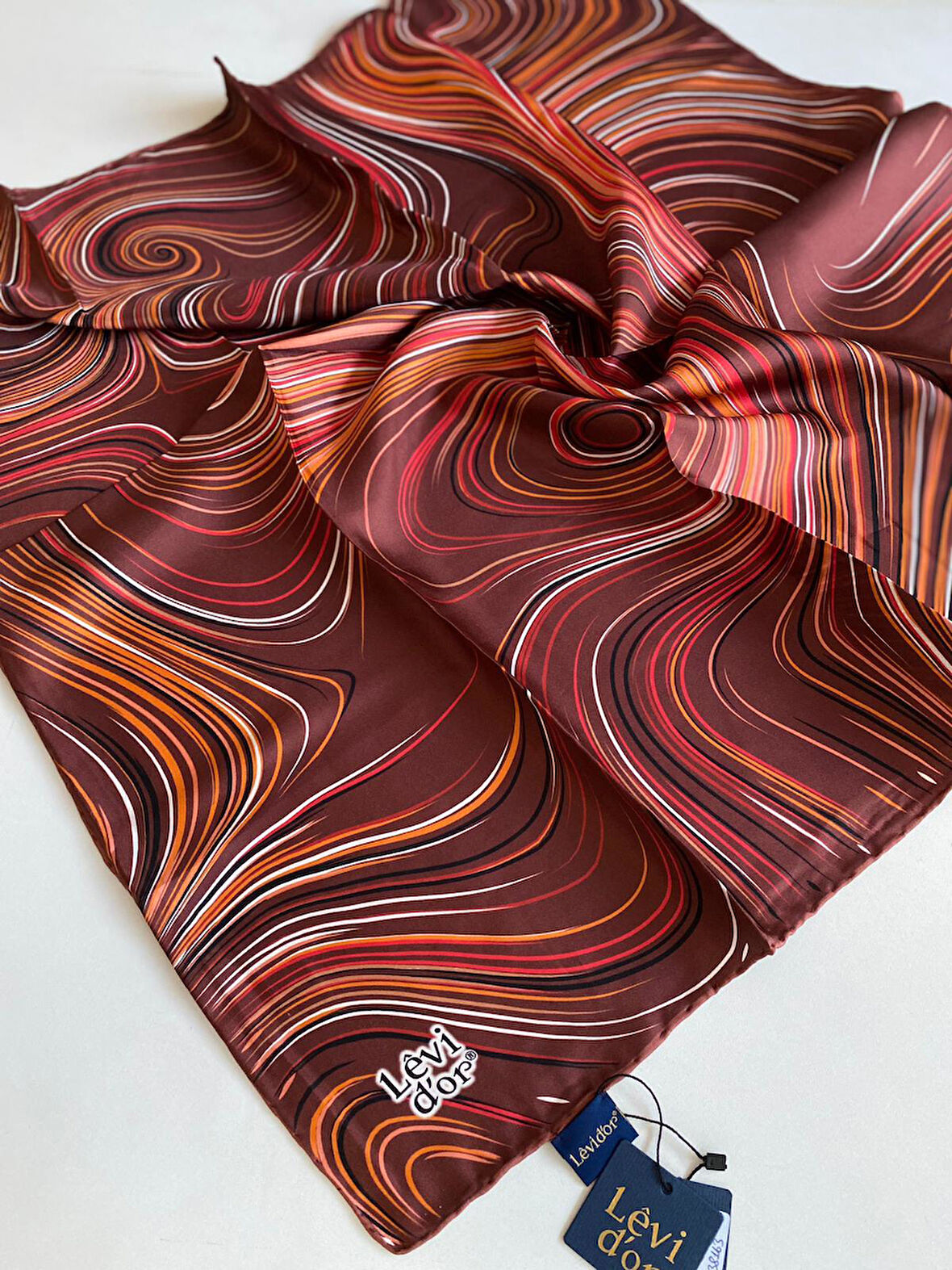 Levidor Tivil İpek Eşarp 4111 - 3 Bordo Karışık Desen