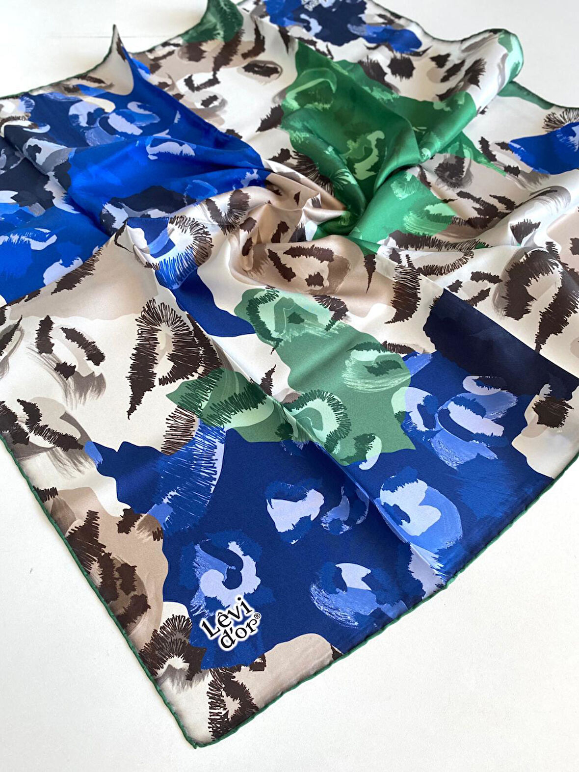 Levidor Tivil Saf İpek Eşarp 49260 Mavi Karışık Desen