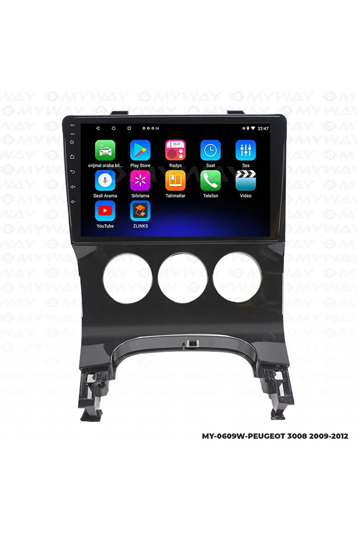 PEUGEOT 3008 ANDROİD 12 MULTİMEDYA CARPLAY 2GB RAM+32GB HDD 2009-2012 NAVİGASYON EKRAN