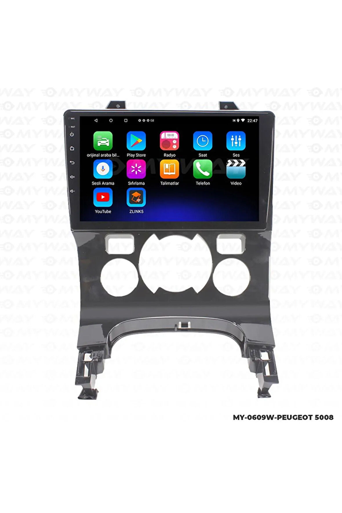 PEUGEOT 5008 ANDROİD 12 MULTİMEDYA CARPLAY 2GB RAM+32GB HDD 2013-2019 NAVİGASYON EKRAN