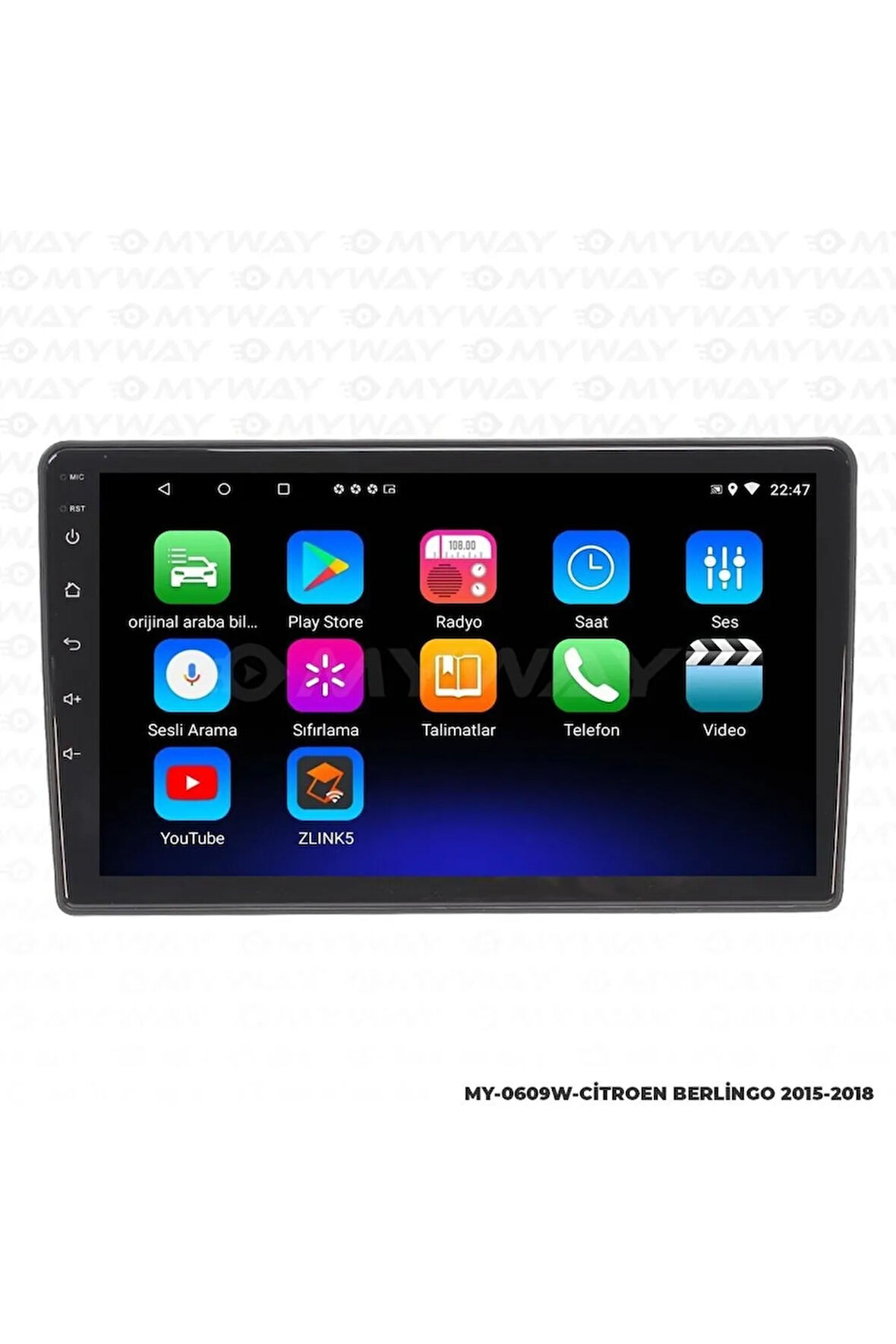 CİTROEN BERLİNGO ANDROİD 12 MULTİMEDYA CARPLAY 2GB RAM+32GB HDD 2015-2018 NAVİGASYON EKRAN