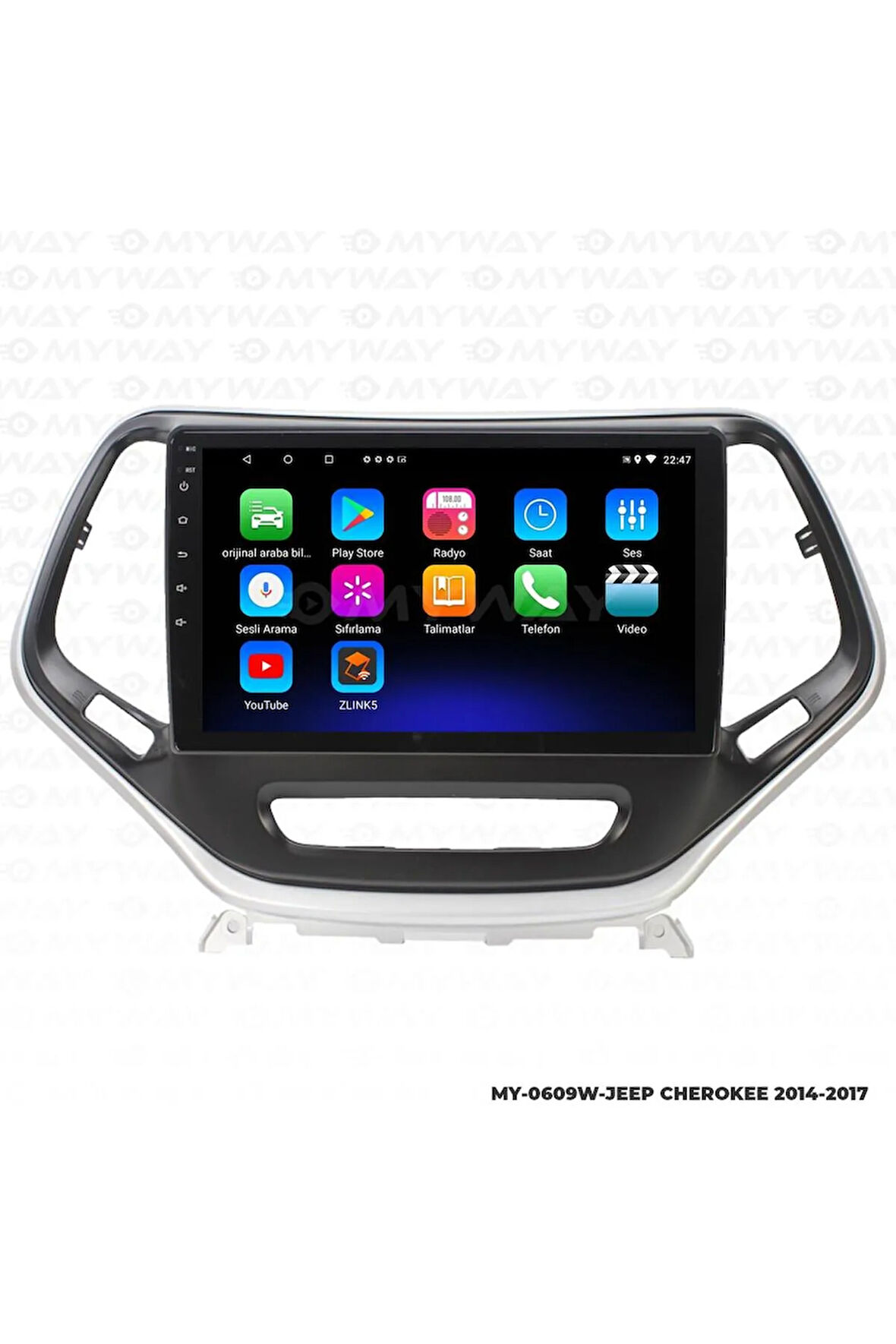 JEEP CHEROKEE ANDROİD 12 MULTİMEDYA CARPLAY 2GB RAM+32GB HDD 2014-2017 NAVİGASYON EKRAN