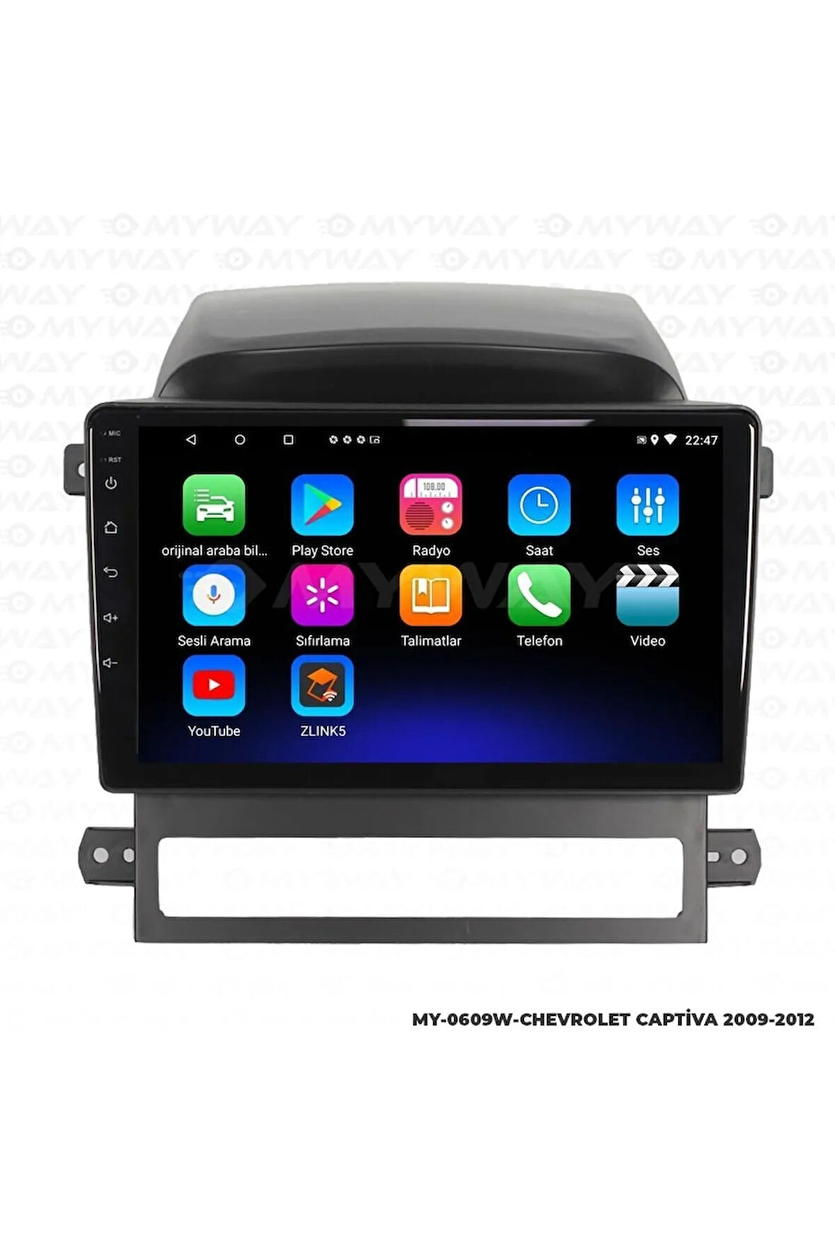 CHEVROLET CAPTİVA ANDROİD 12 MULTİMEDYA CARPLAY 2GB RAM+32GB HDD 2009-2012 NAVİGASYON EKRAN
