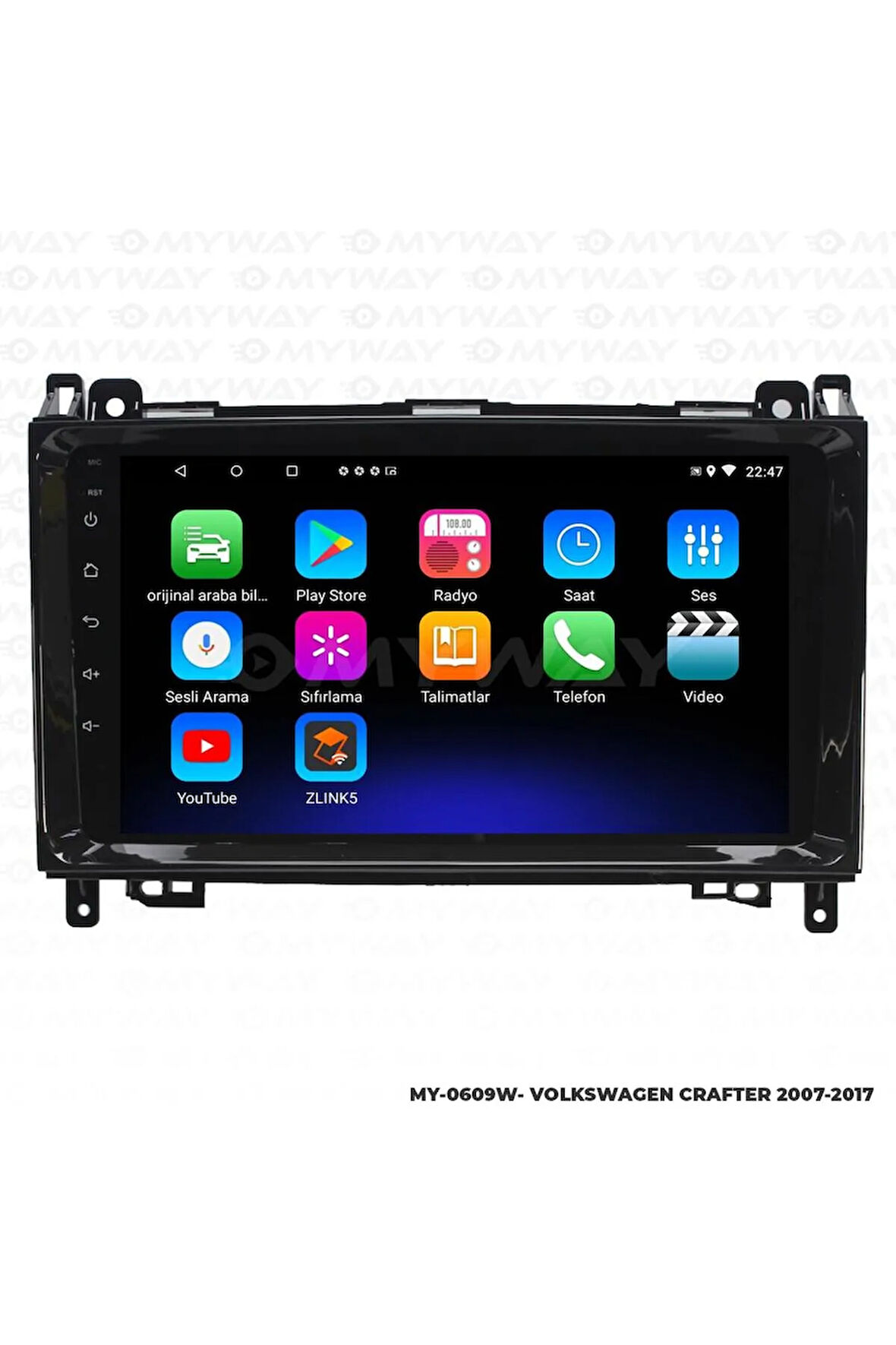VOLKSWAGEN CRAFTER ANDROİD 12 MULTİMEDYA CARPLAY 2GB RAM+32GB HDD 2007-2017 NAVİGASYON EKRAN