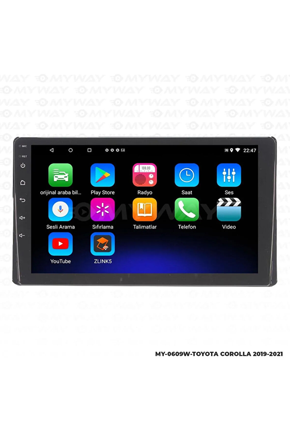 TOYOTA COROLLA ANDROİD 12 MULTİMEDYA CARPLAY 2GB RAM+32GB HDD 2019-2021 NAVİGASYON EKRAN