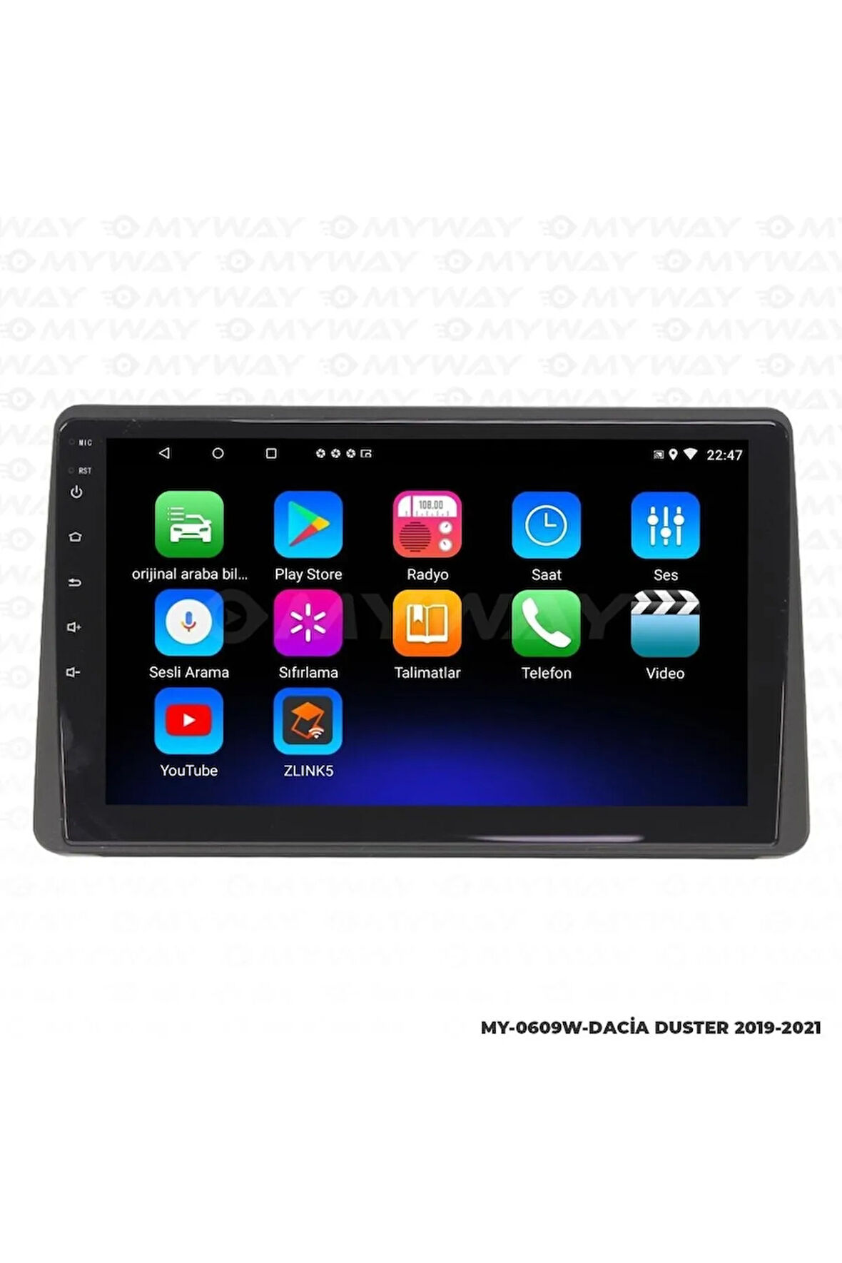 DACİA DUSTER ANDROİD 12 MULTİMEDYA CARPLAY 2GB RAM+32GB HDD 2019-2021 NAVİGASYON EKRAN