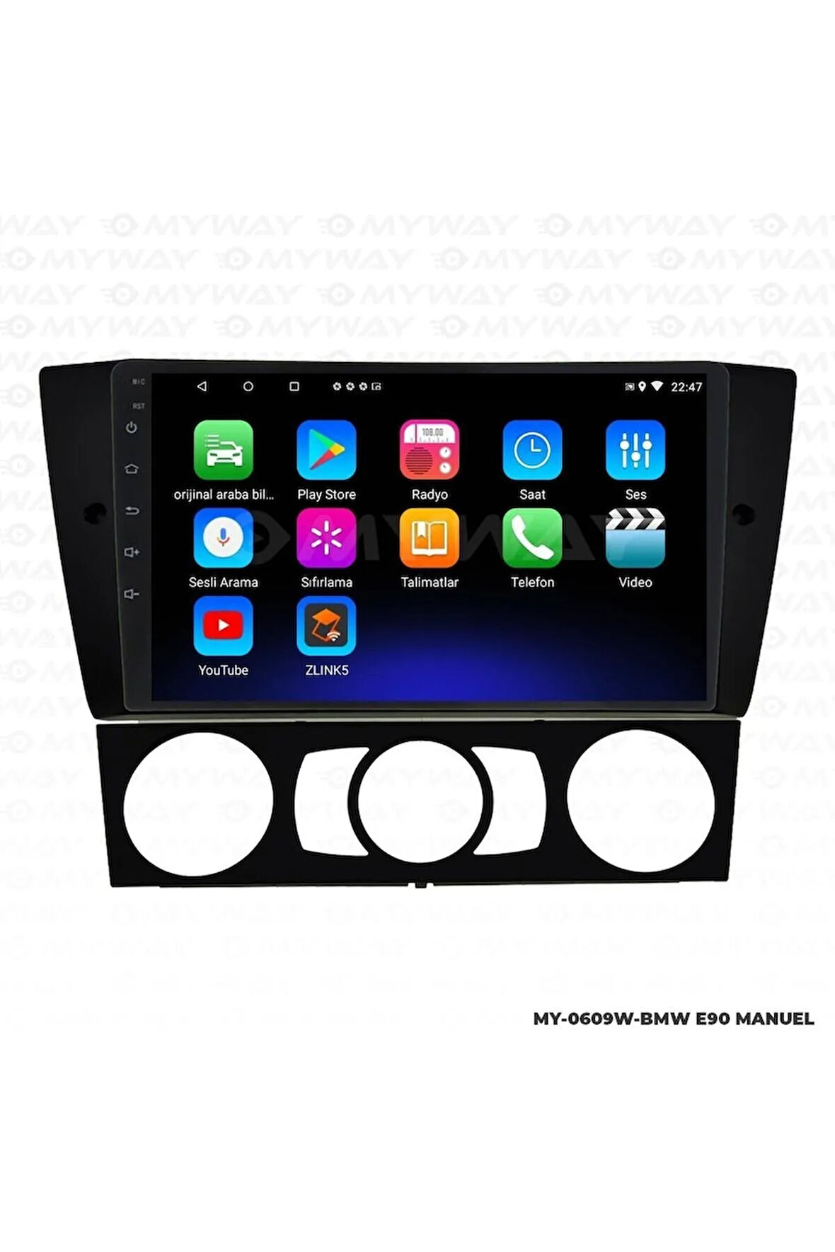 BMW E90 ANDROİD 12 MULTİMEDYA CARPLAY 2GB RAM+32GB HDD MANUEL NAVİGASYON EKRAN